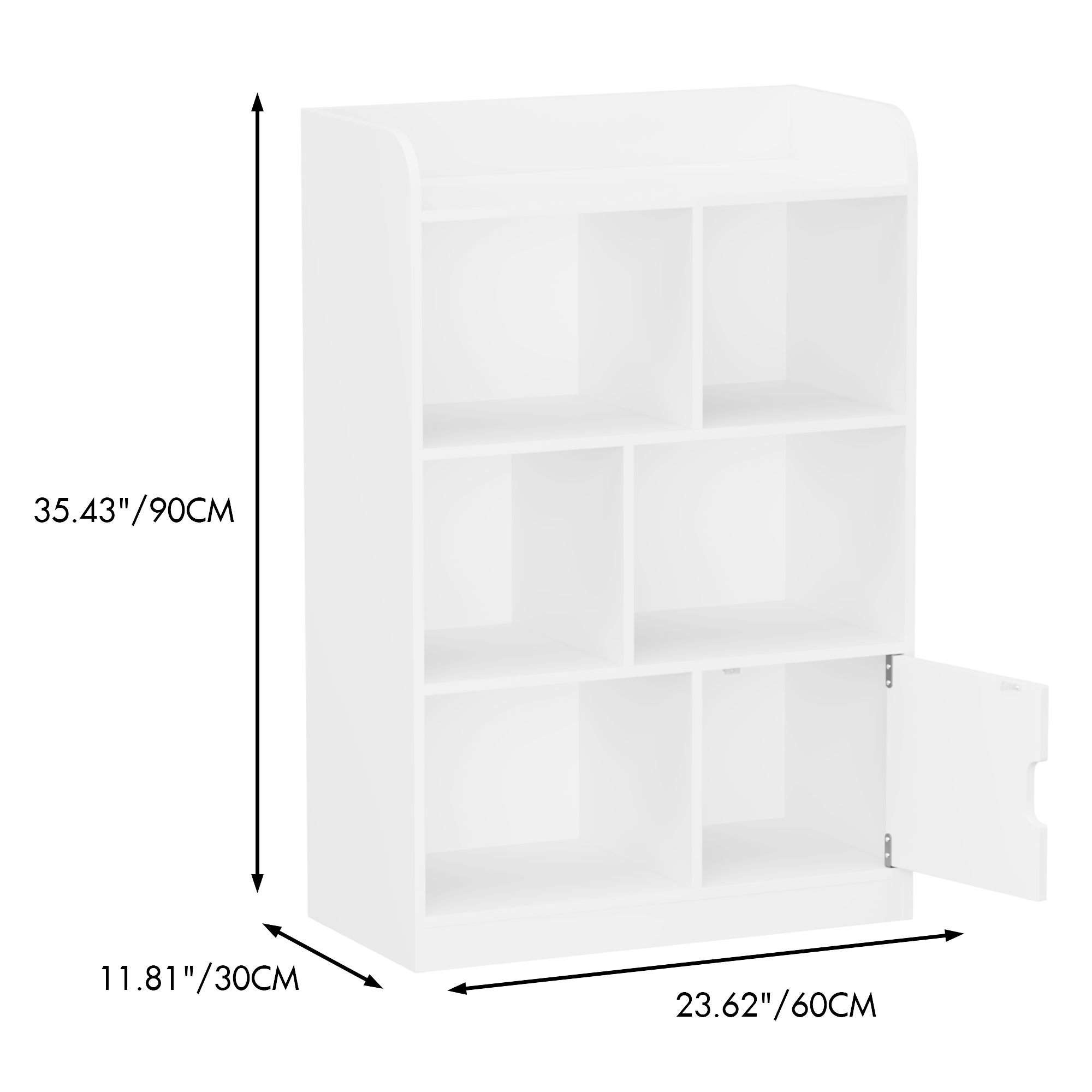 Kids Bookcase, Bookshelf with 6 Compartments, Freestanding Shelves and Cube Organizer, for Bedroom Living Room Office Closet School in White