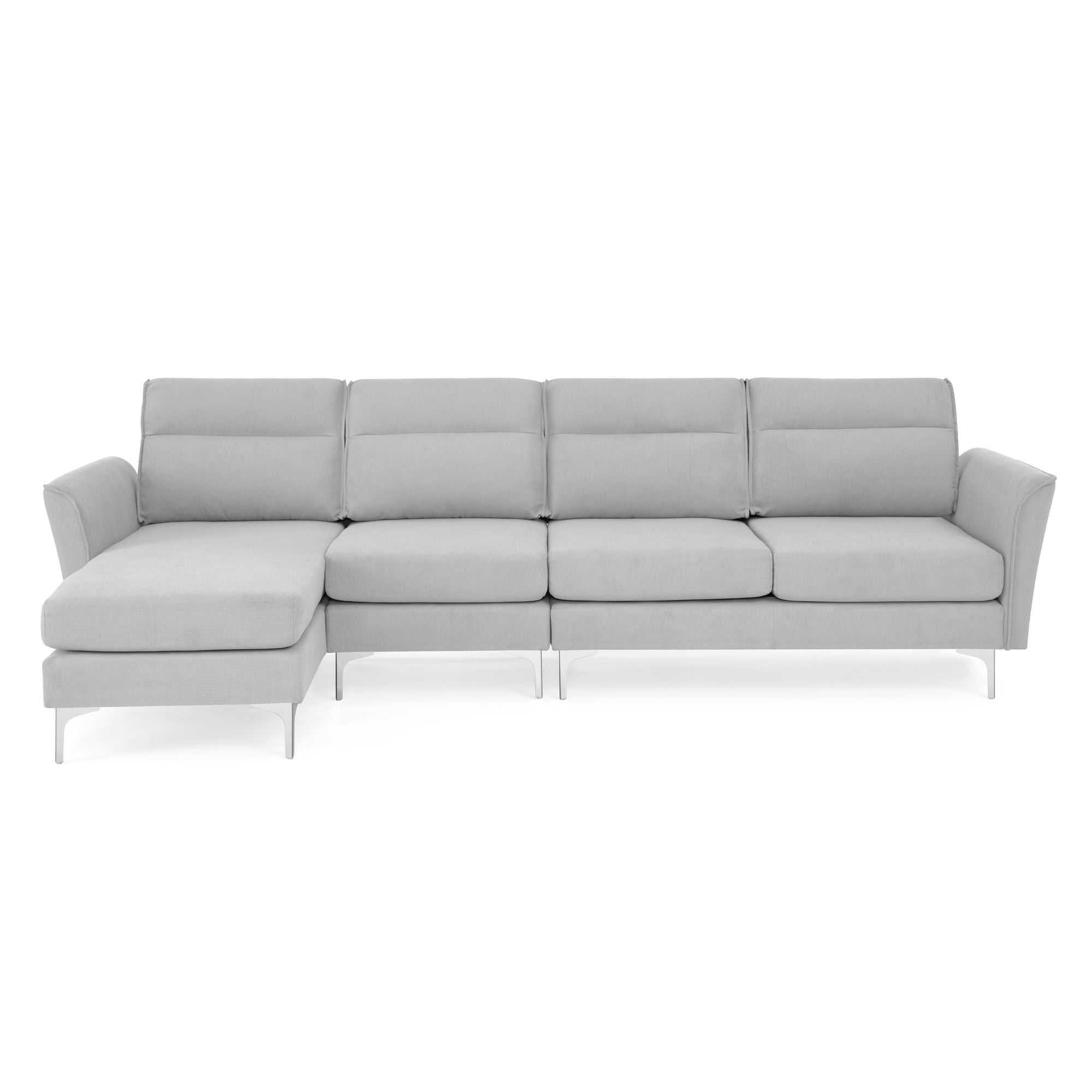 Modern Sofa 3-Seat Couch with Stainless Steel Trim and Metal Legs for Living Room,New package compression sofa technology,gray