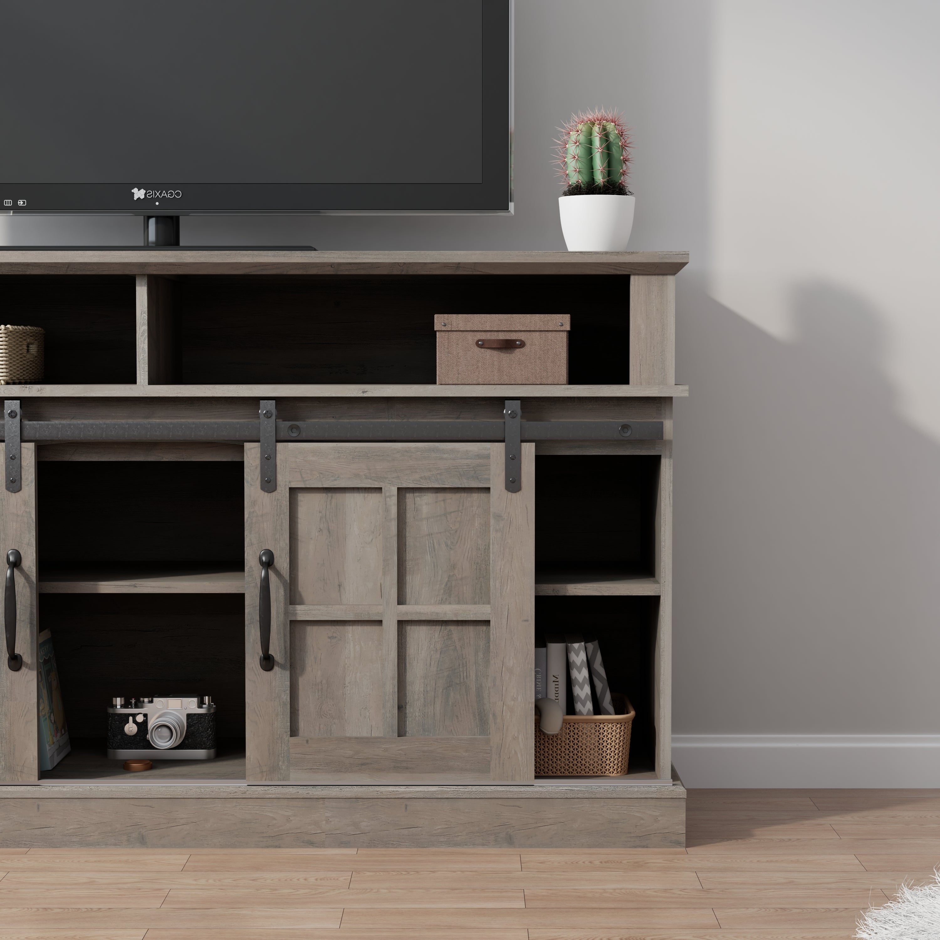 58 Inch TV Stand with Storage Cabinet and Shelves, TV Console Table Entertainment Center for Living Room,Bedroom