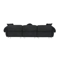 112 inch black teddy velvet fabric, with 3 pillows, three sofa can be placed in the living room and other scenes black teddy velvet fabric, with 3 pillows, three sofa can be placed in the living room