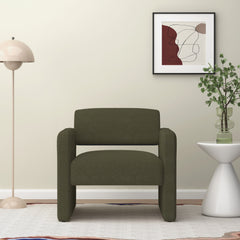 Green single sofa chair, upholstered comfortable chair with armrests, for dining room/bedroom/living room/reception - Green (30.9"*30.51"*30.11")