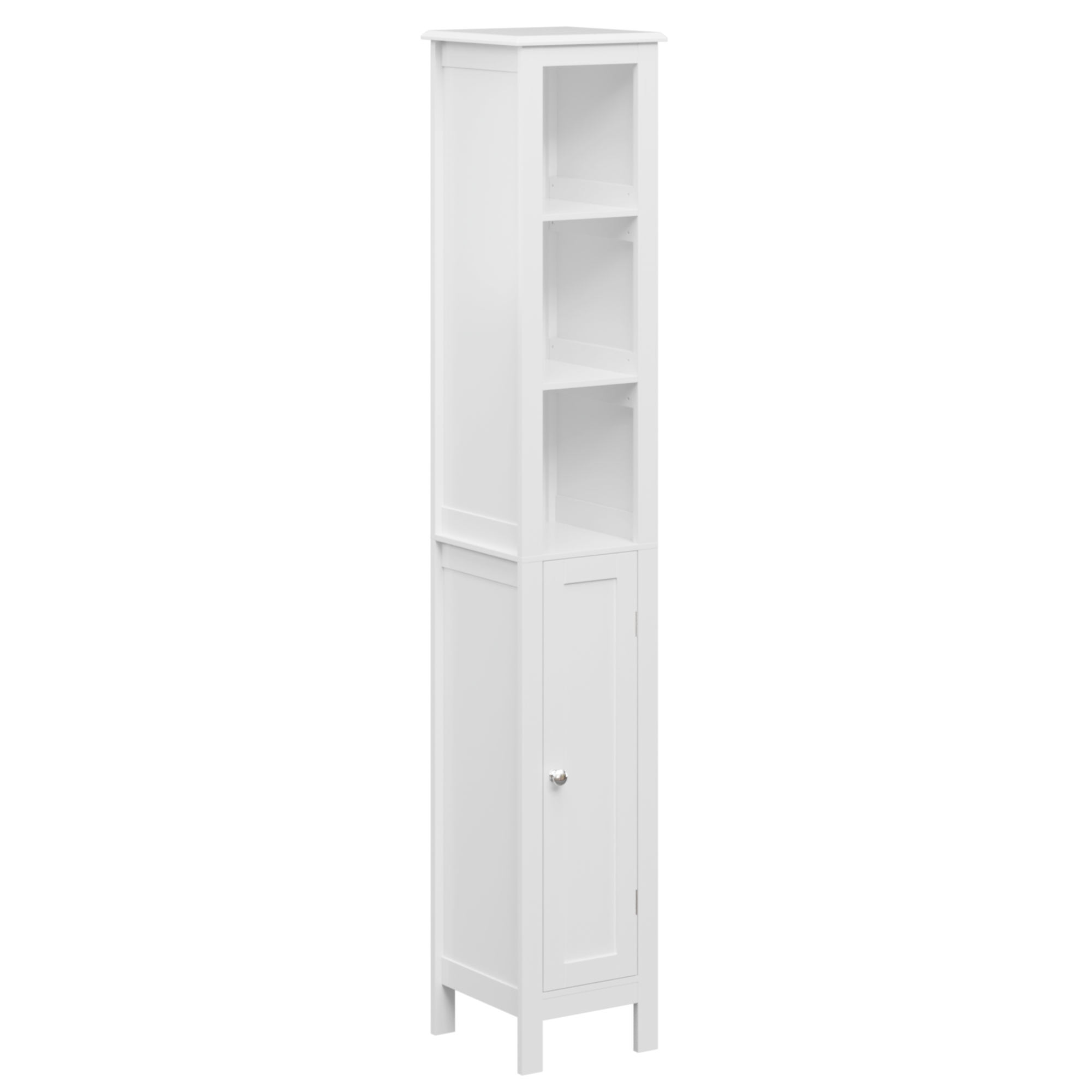 66.92" Tall Bathroom Storage Cabinet with Adjustable Shelves,Slim 1 Doors Freestanding Cabinet with Anti-Tip, Open compartments, for Home, Small Spaces, Bathroom,Kitchen, Living Room, White