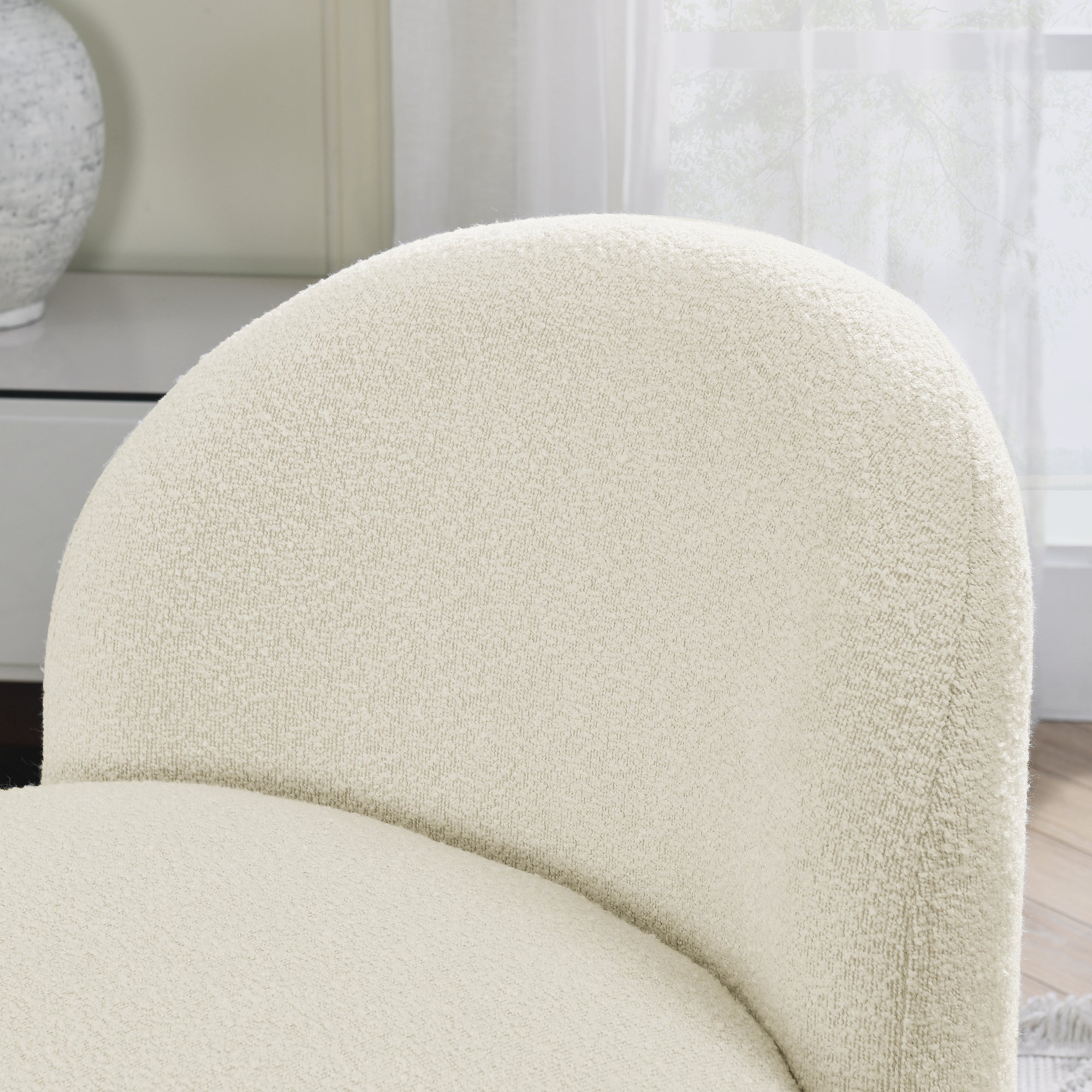 Hoop gauze lounge chair with sof cushion and backrest, need to be assembled, suitable for living room'bedroomldining room---BEIGE(24.5"28.75"28.75")