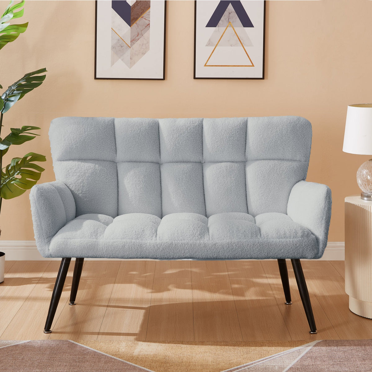 52'' Small Loveseat Sofa, Couch 2-Seater with Quilting Backs for Living Room, Bedroom and Small Space (COLOR:BLUE)