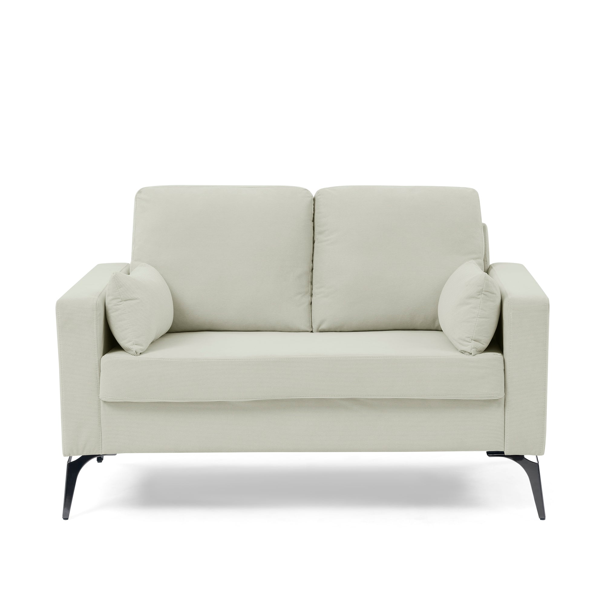 Loveseat Living Room Sofa,with Square Arms and Tight Back, with Two Small Pillows,Corduroy Beige