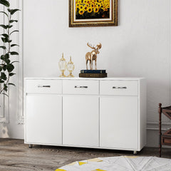 52.6" White Cabinet with Doors & Drawers for Storage - Minimalistic Design for All Your Room