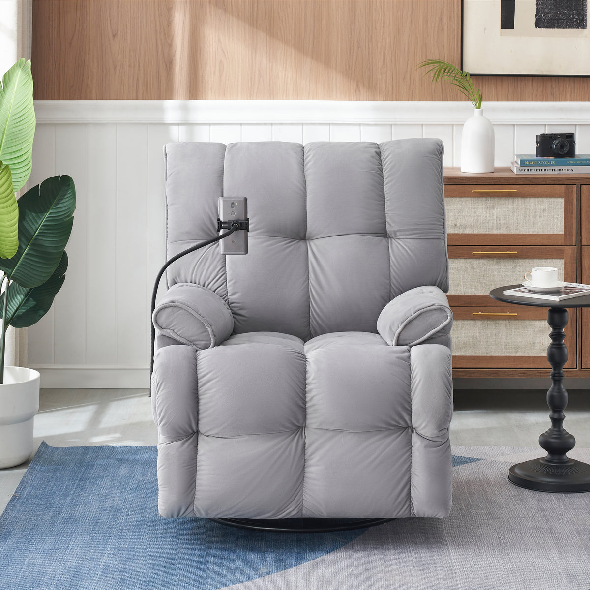 Single chair Gray comfortable seat, the seat is soft and comfortable, suitable for small living room space single sofa