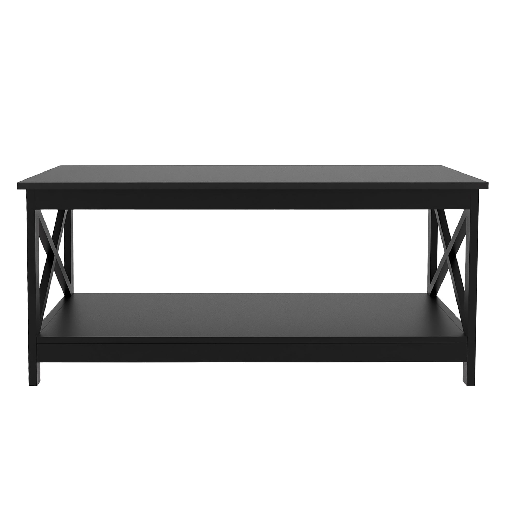 Modern Rectangular Black Coffee Table - Minimalistic Design for Living Room