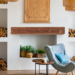48" Rustic Wood Floating Fireplace Mantel Shelf – Wall-Mounted Home Decor