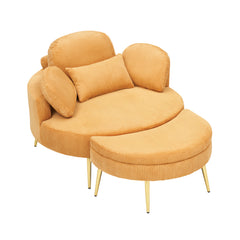 61 inches yellow comfortable seat, small sofa with small end table, suitable for lunch break casual afternoon tea time seat, suitable for small apartment, bedroom, space balcony small sofa