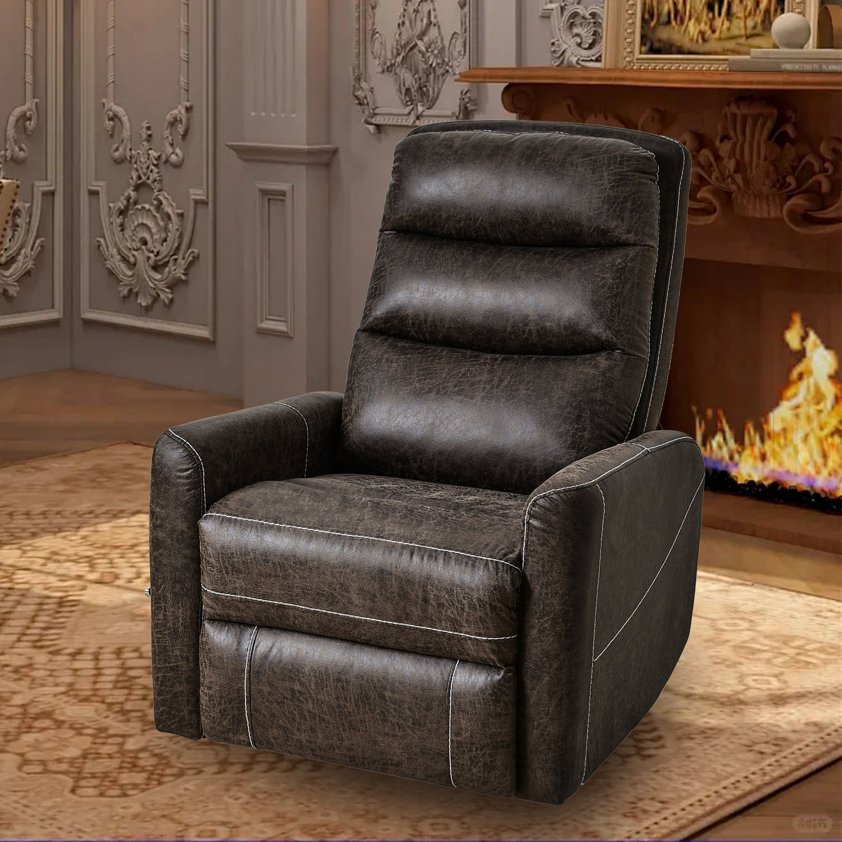 Swivel Rocker Recliner Chair, Manual Glider for Nursery – Brown