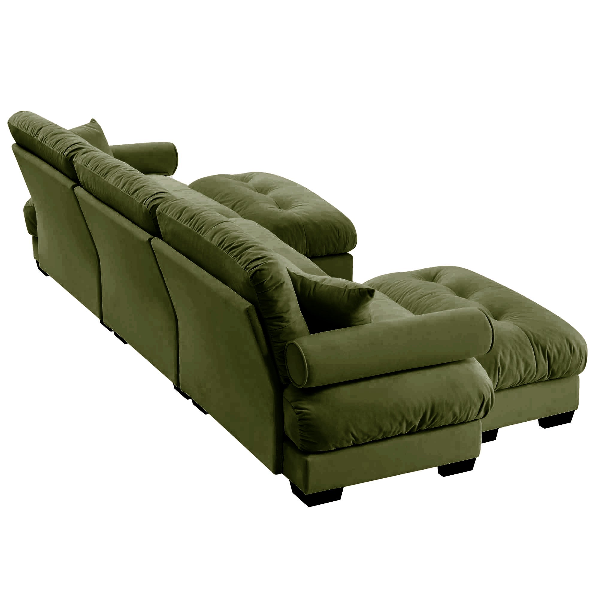 U-Shaped Modular Sectional Sofa with Movable Ottomans, Modern 3-Seater Corner Couch with Pillows and Bolstered Armrests, Olive green