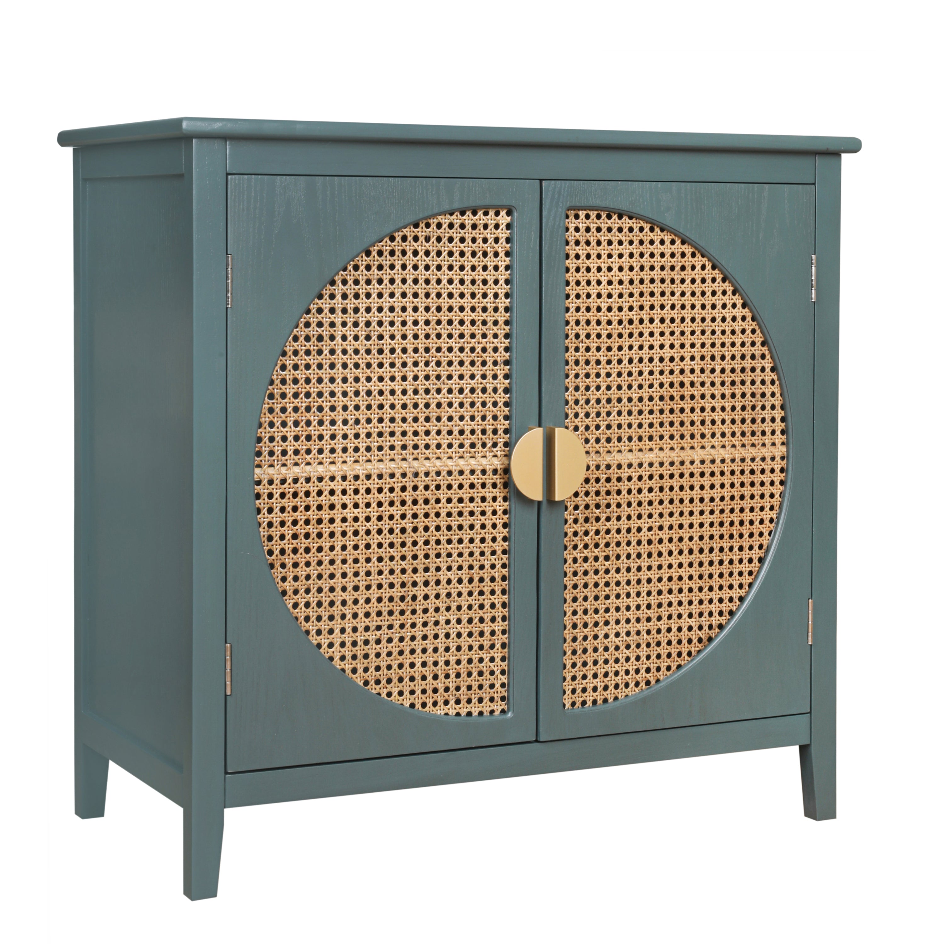 2 door cabinet with semicircular elements,natural rattan weaving,suitable for multiple scenes such as living room, bedroom, study room