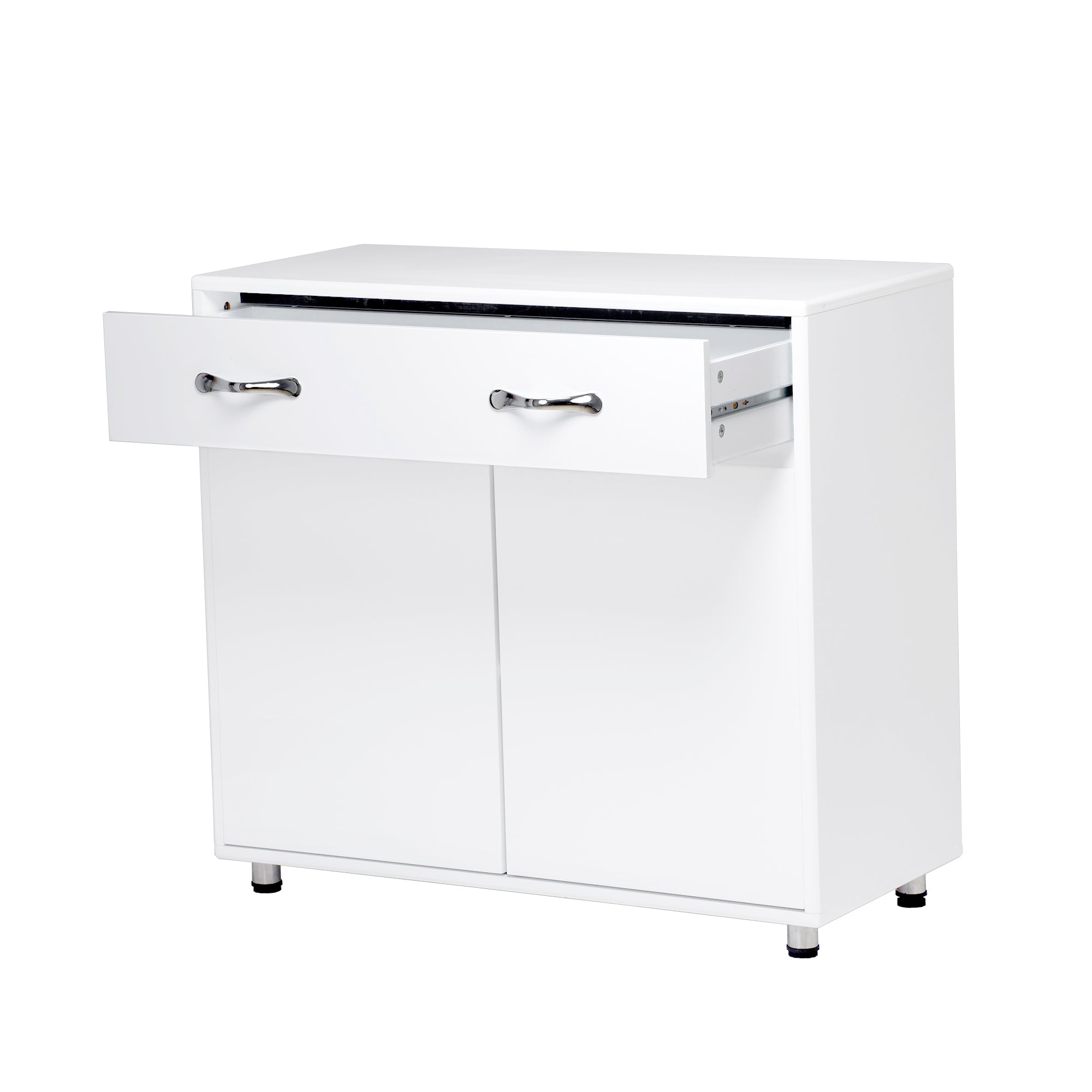 Modern White MDF Cabinet with Doors & Drawers for Storage