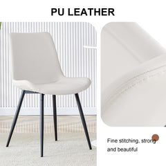 White Artificial Leather Dining Chairs Set of 6 - Curved Widened Cushions for Dining Rooms