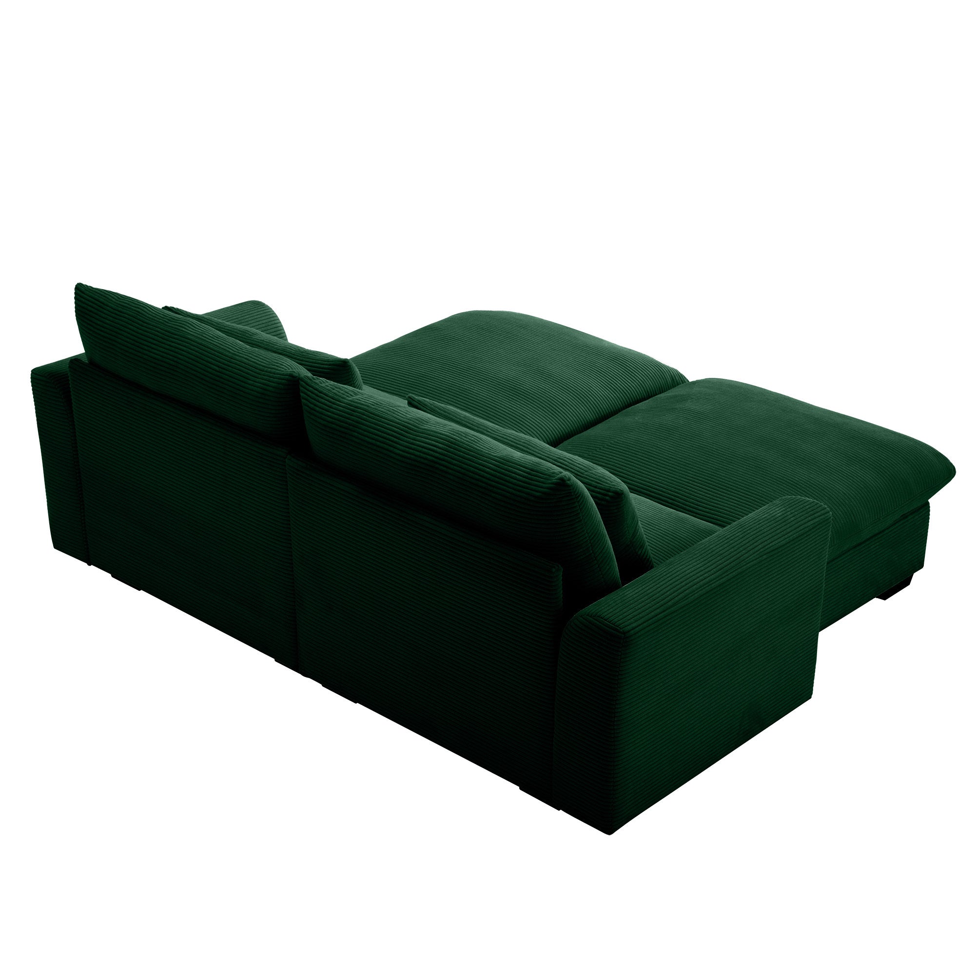 Corduroy Two-Seater Sofa with 2 Storage Footrest,2 Seater Sectional  deep seat sofa,Comfy Couches for Living Room,Green Sofa