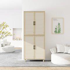 4 Door Cabinet, with 4 Adjustable Inner Shelves, Storage Cabinet