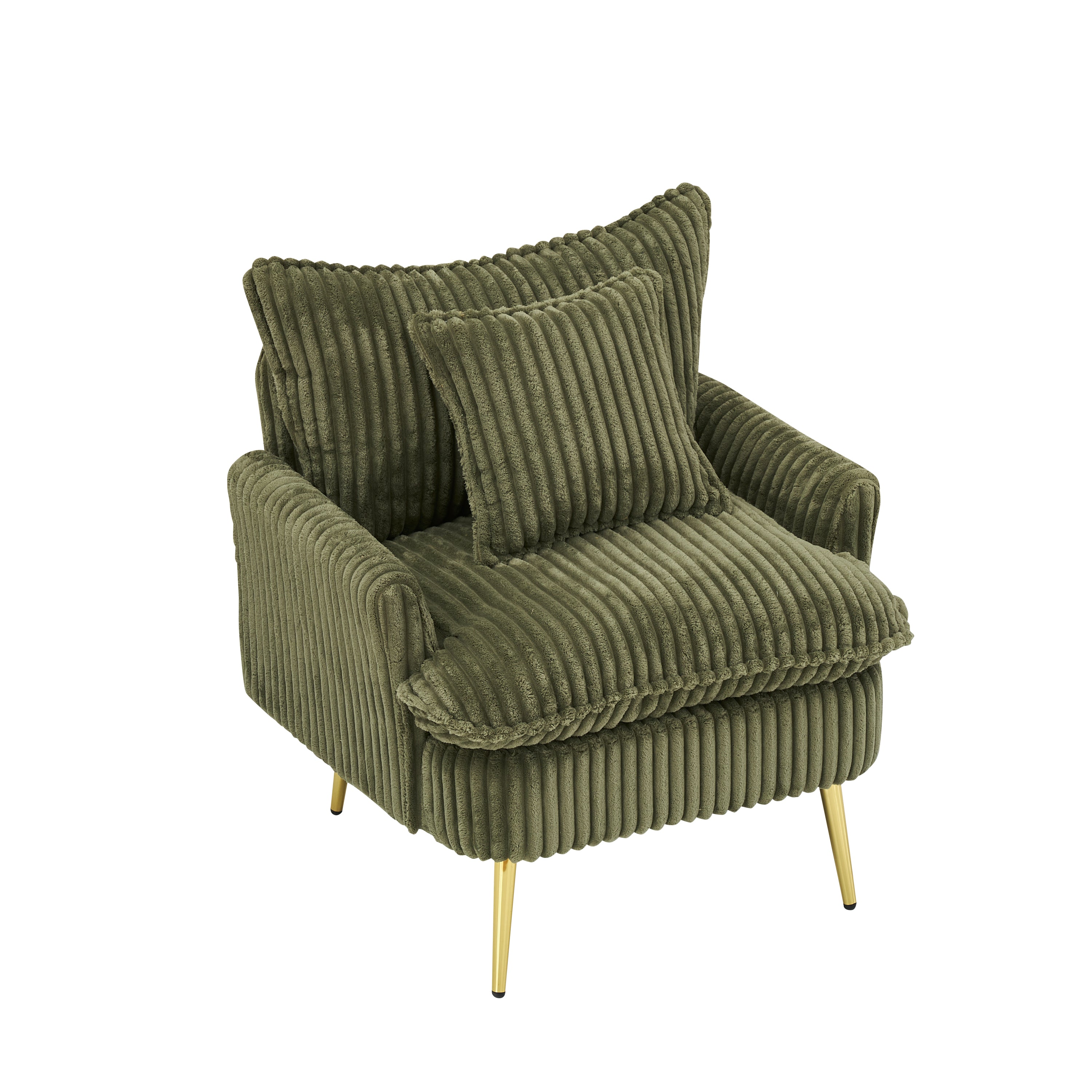 30.31 inch single chair Fashion sofa, green sofa, coarse corduroy fabric, soft and comfortable, suitable for apartment office living room bedroom meeting room