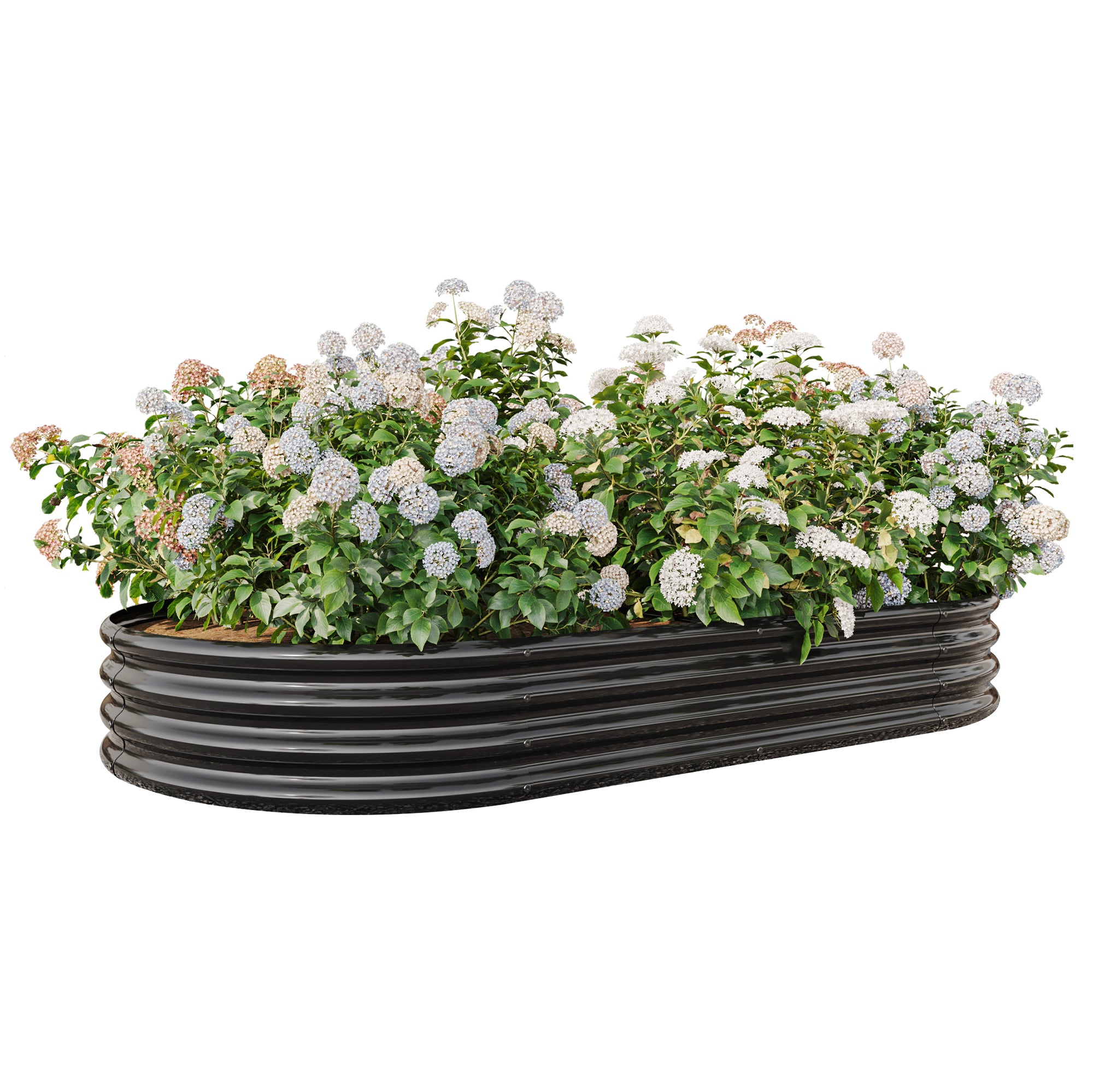 Large Oval Metal Raised Garden Bed, Outdoor Planter for Vegetables - Black