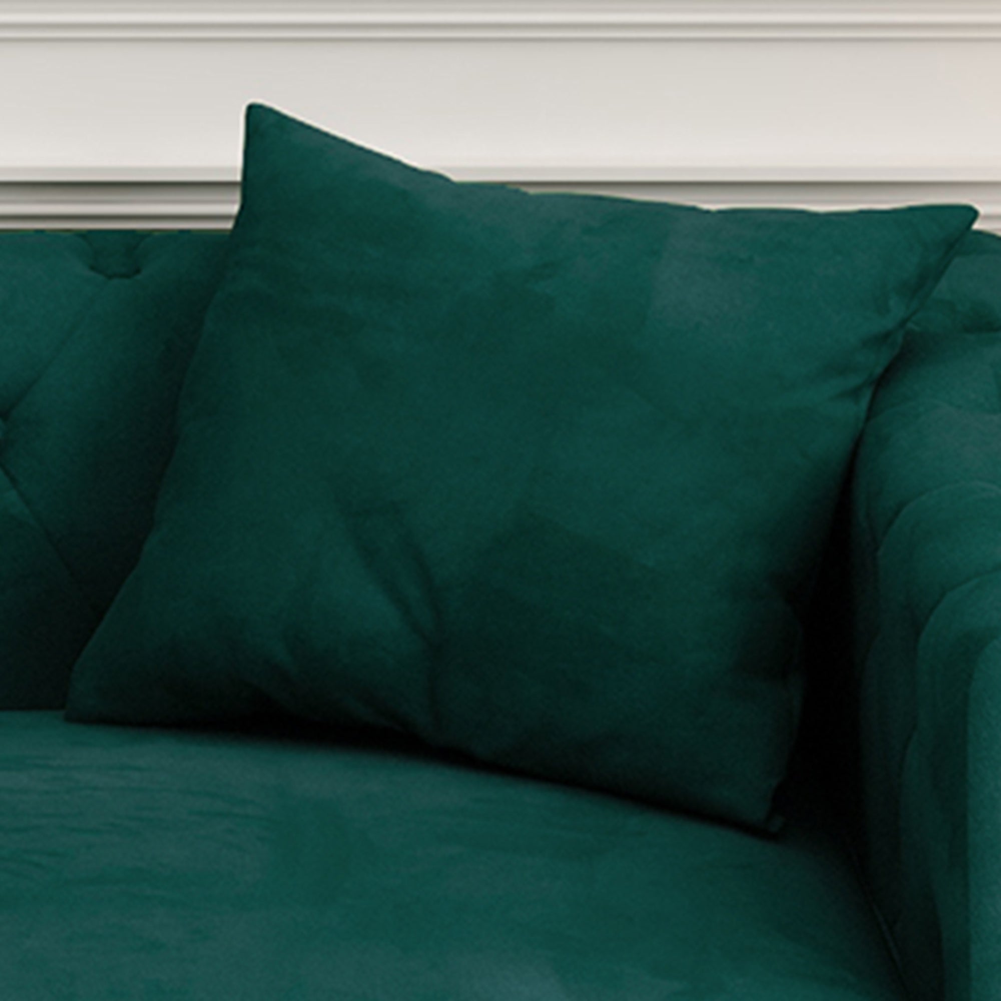 83" Green Velvet 3-Seater Sofa with 2 Comfy Pillows - Perfect Design for Living Room