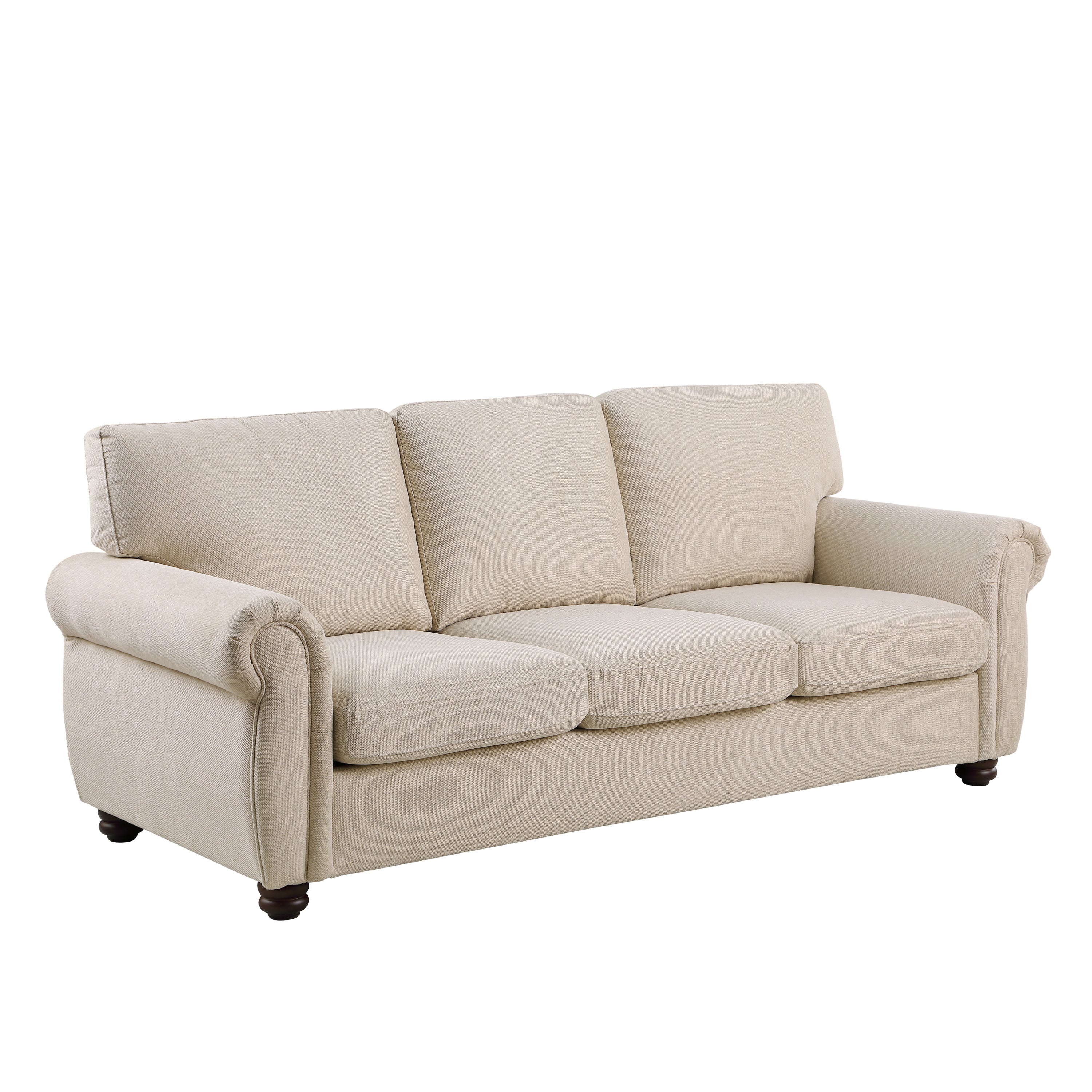 Beige Chenille 3-Seater Sofa