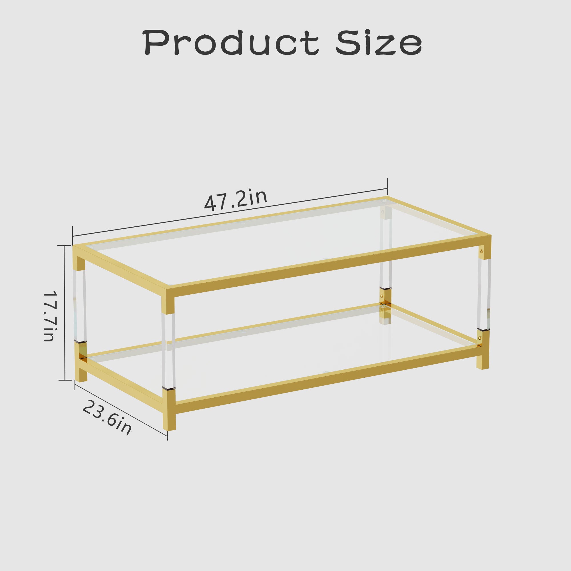 Modern minimalist style gold metal frame with acrylic leg coffee table