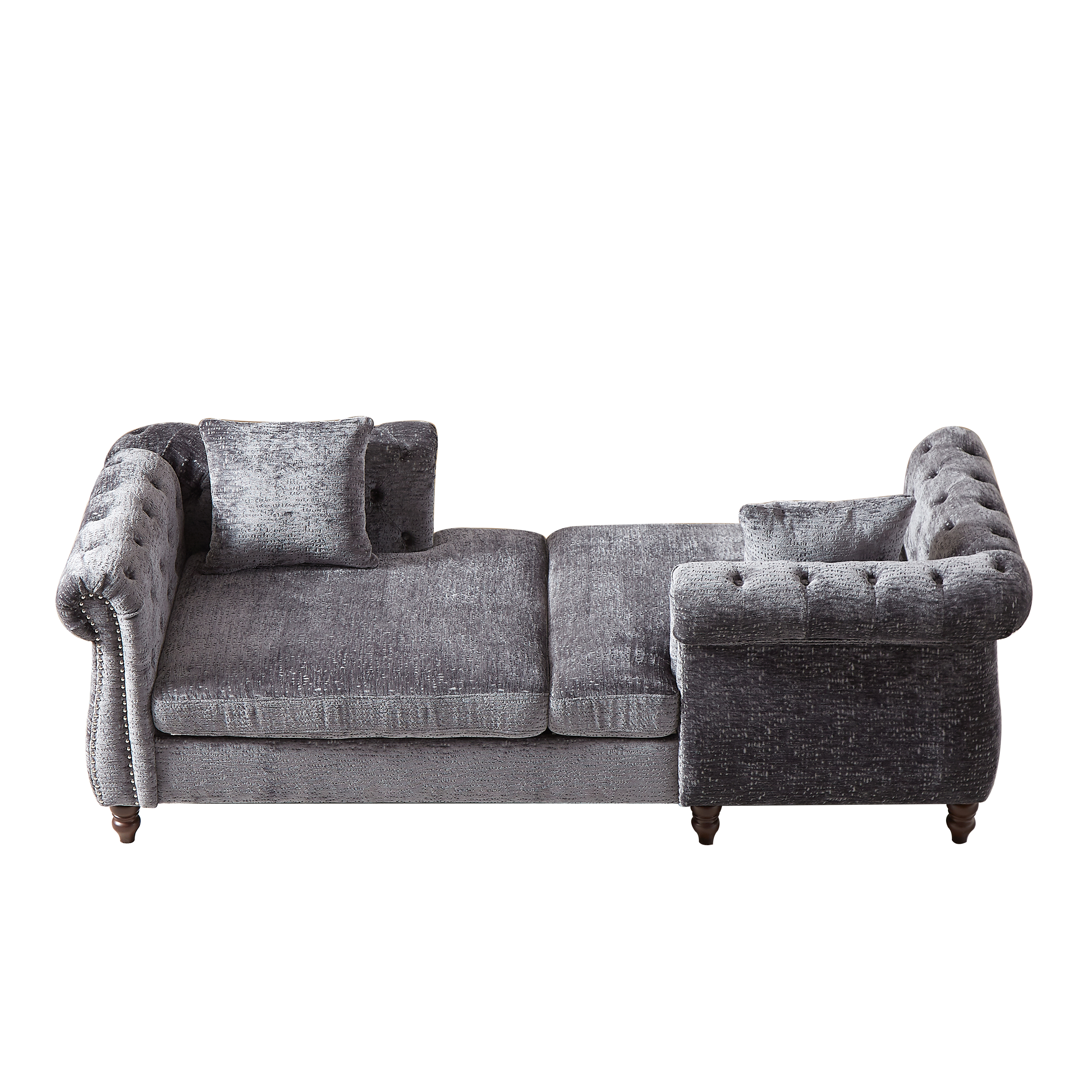 81-inch Chenille Face-to-face Chaise Lounge with Two Pillows,Nailhead trim,Button Tufted Design and Rolled Arms for Lounge, Living room and Office