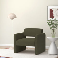 Green single sofa chair, upholstered comfortable chair with armrests, for dining room/bedroom/living room/reception - Green (30.9"*30.51"*30.11")