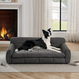Luxury Dog Sofa Bed for Large & Extra Large Dogs – Elevated Pet Couch with Soft Linen Fabric, Modern Orthopedic Dog Bed, Dark Grey