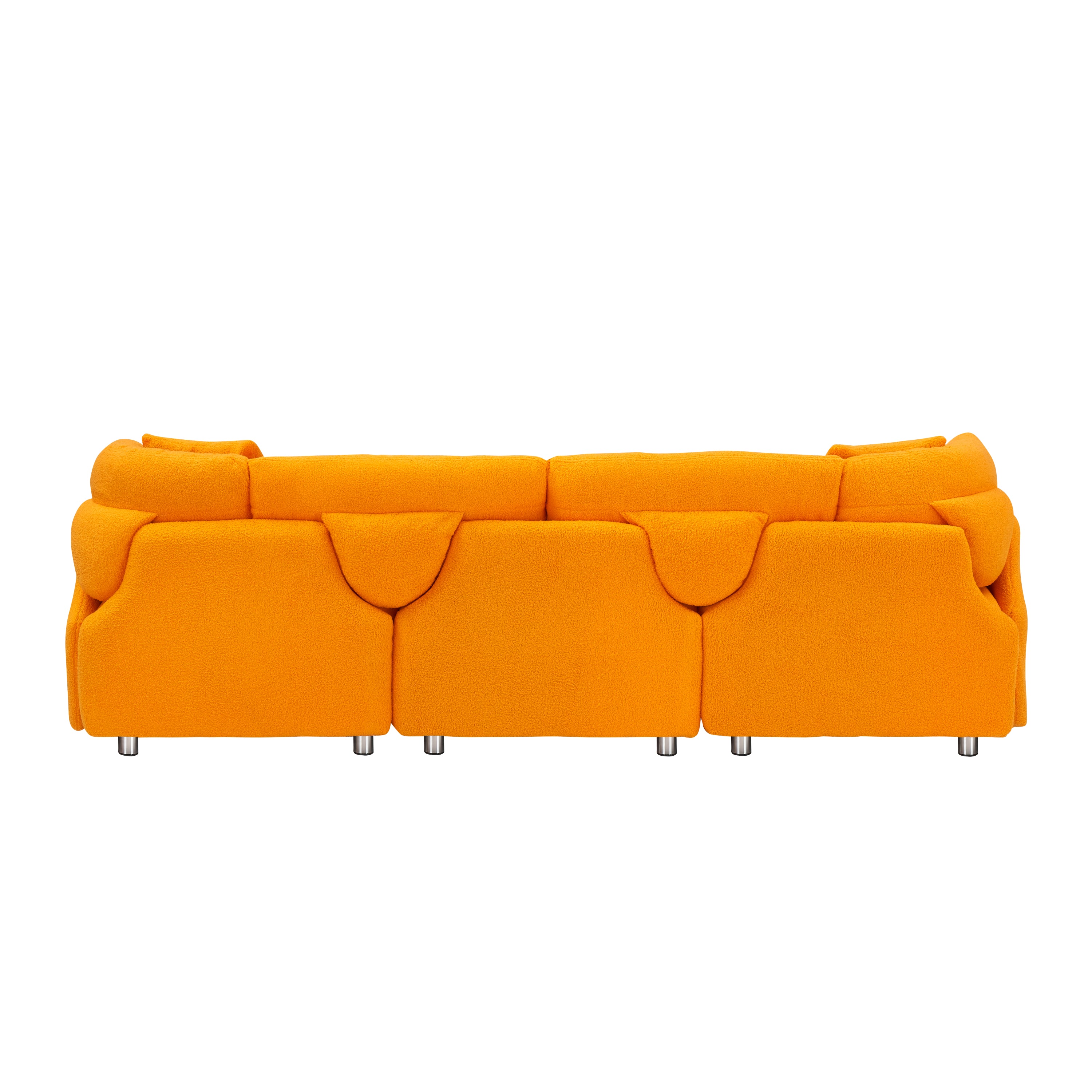 95.3" Orange Teddy Fleece Sofa With Two Throw Pillows - Spacious 3 Seat Sofa for Living Room