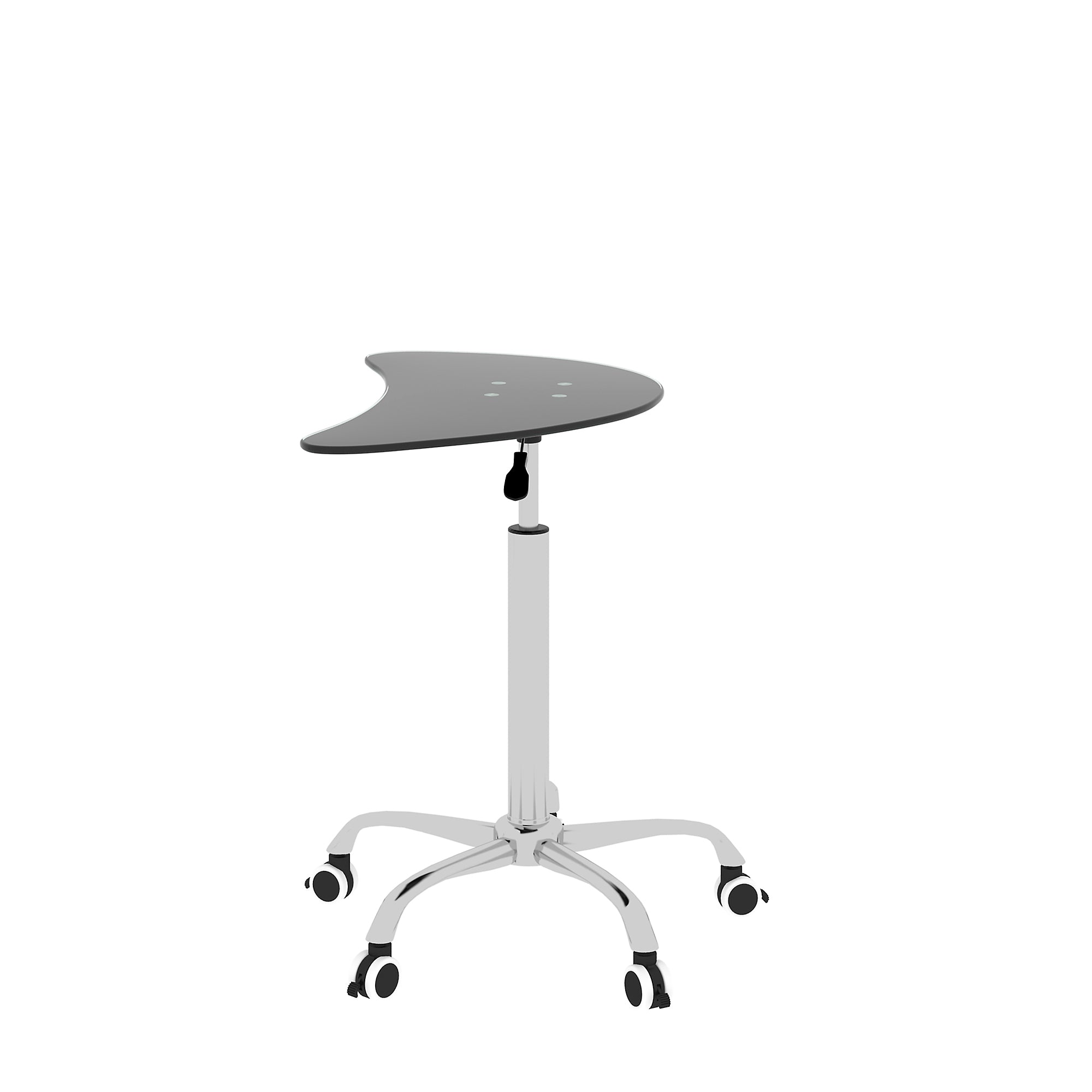 Adjustable Height Black Tempered Glass Table Desk Table with Lockable Wheels(Adjustable Range 24.2 "~32.7 ")