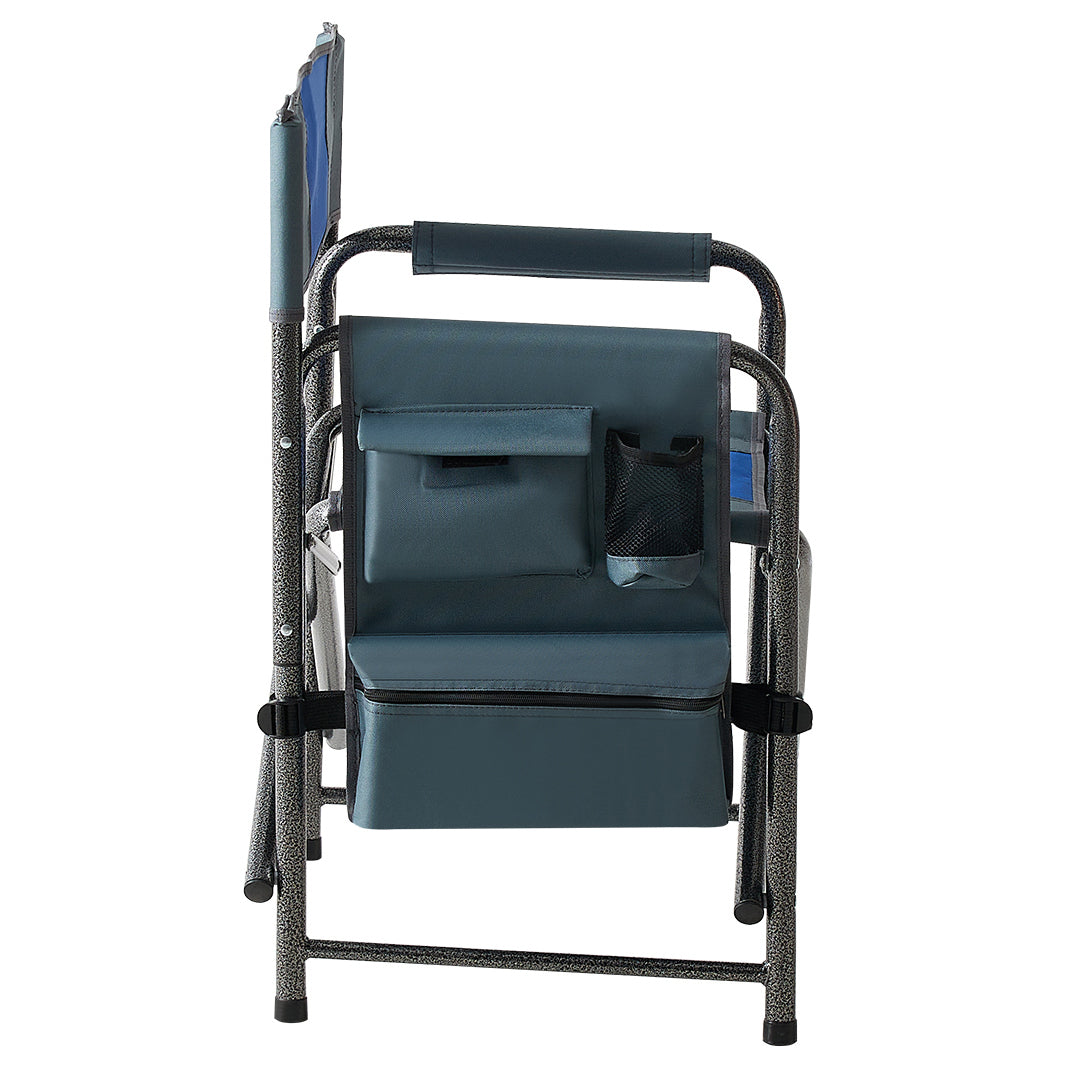 3-Piece Folding Table Chairs Set Patio Garden for Camping, BBQ & Backyard, Black/Blue