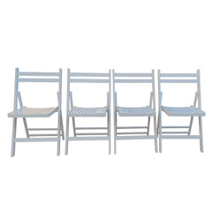 Furniture Slatted Wood Folding Special Event Chair - White, Set of 4, FOLDING CHAIR, FOLDABLE STYLE