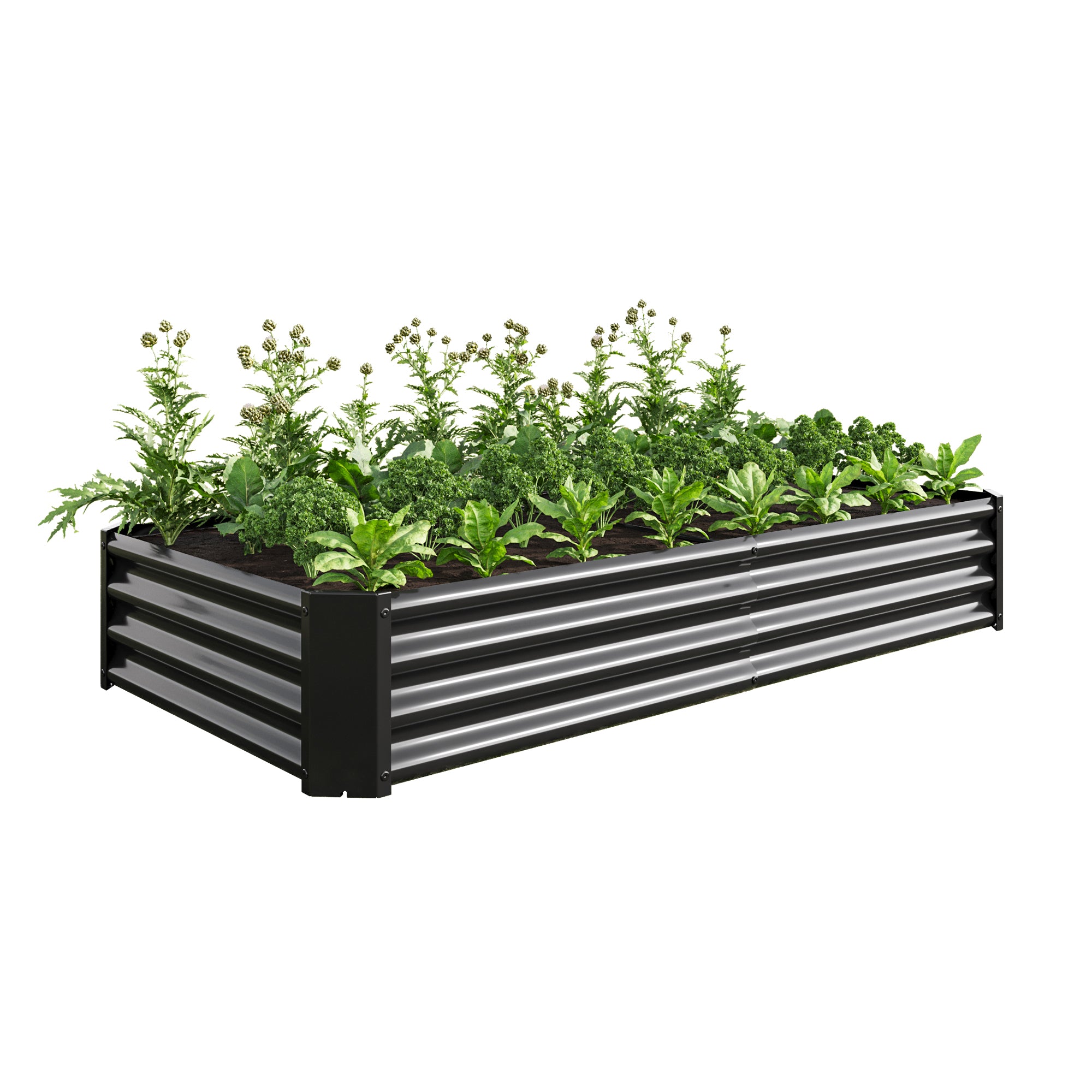 Raised Garden Bed Outdoor, 6×3×1ft , Metal Raised  Rectangle Planter Beds for Plants, Vegetables, and Flowers - Black