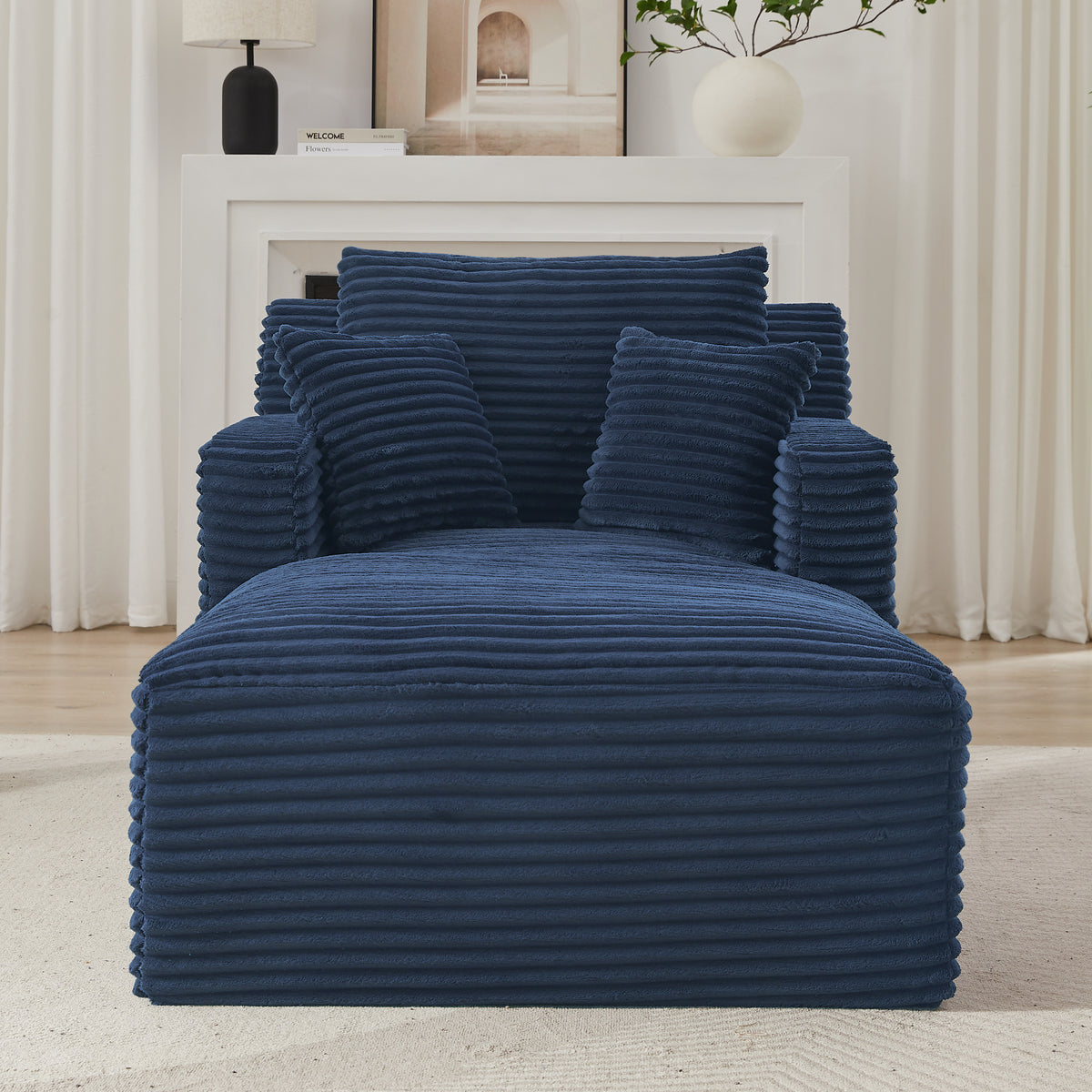 Indoor Single Chaise Sofa, Modern Corduroy Upholstery, No Assembly Required,Comfy Sleeper for Living Room,Office,Apartment