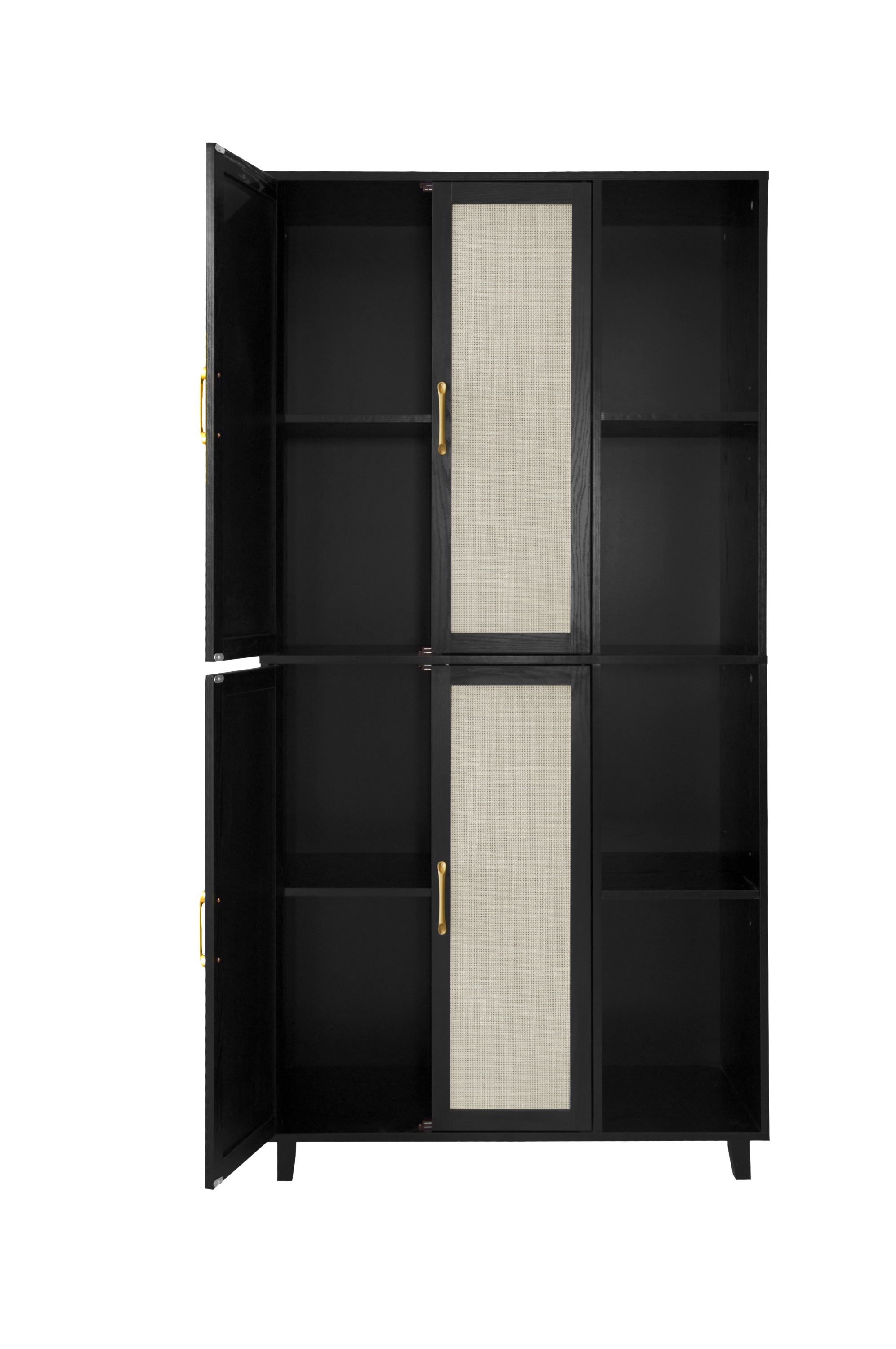 4 Door Cabinet with 4 Shelves with 4 Adjustable Inner Shelves, Storage Cabinet