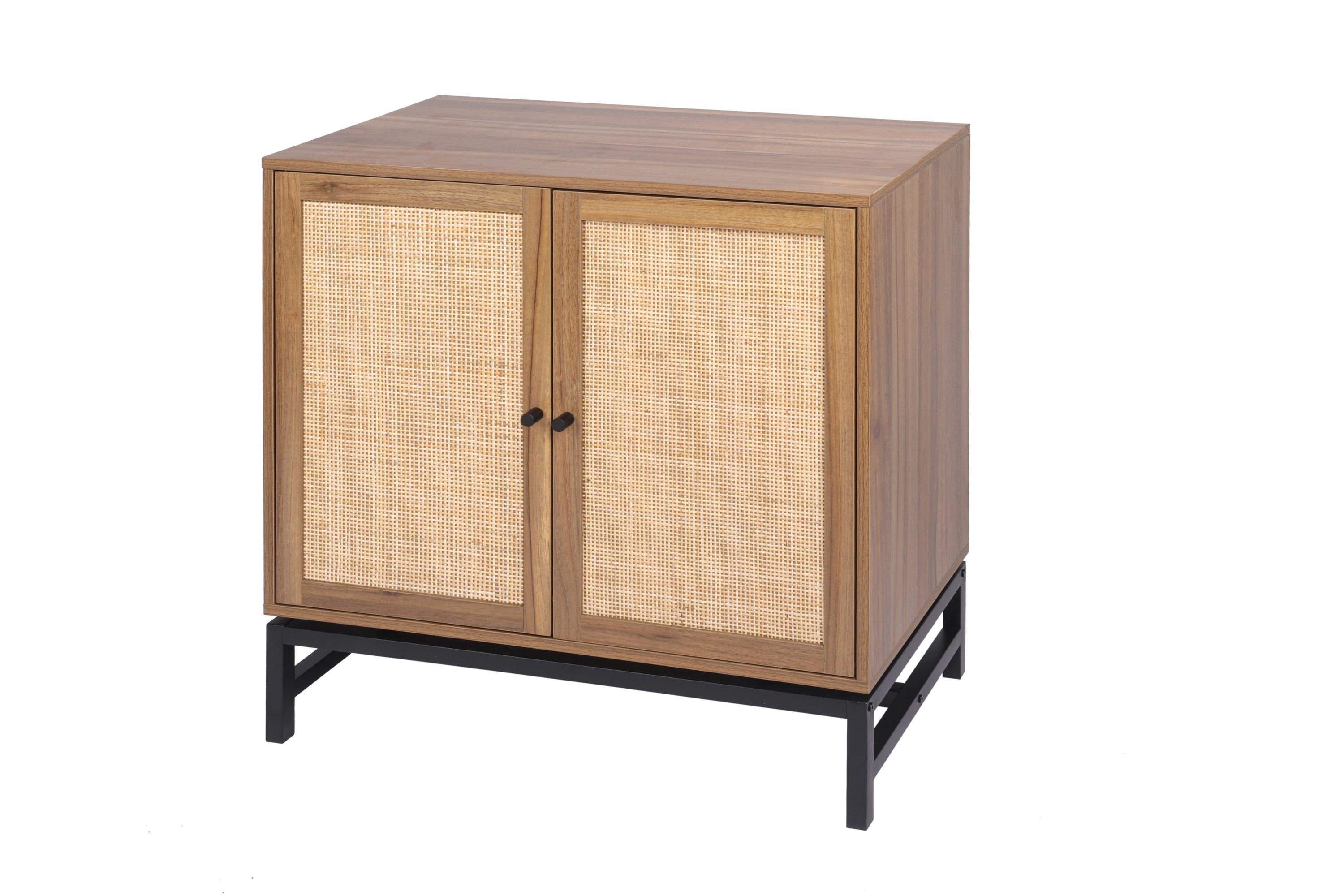 Set of 2, Natural rattan, 2 door cabinet, with 1 Adjustable Inner Shelves, rattan, Accent Storage Cabinet