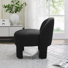 Hoop gauze lounge chair with soft cushion and backrest, need to be assembled, suitable for living room/bedroom/dining room -- BLACK(24.5"*28.75"*28.75")