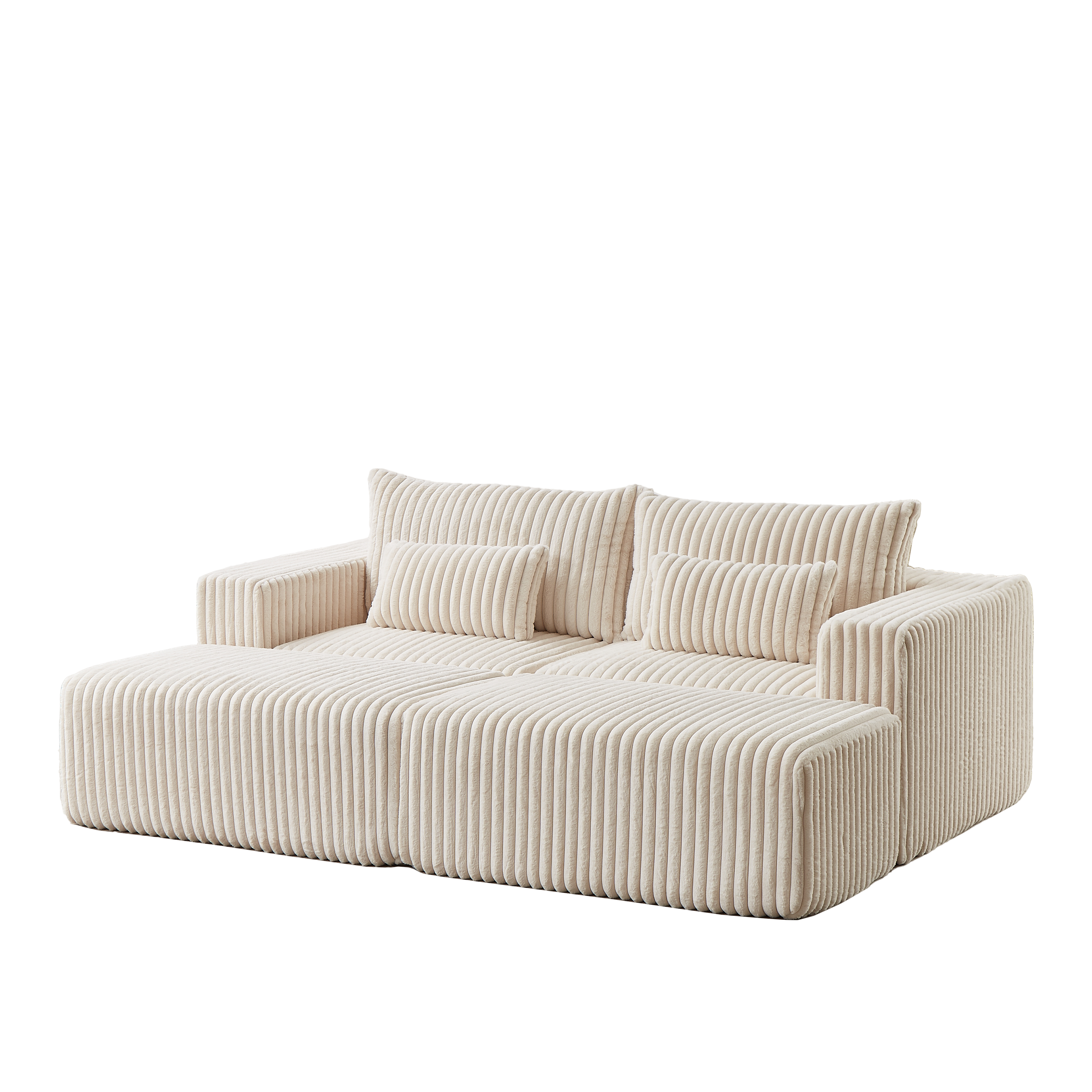 87" Oversized Sectional Lounge Chaise,No Assembly Required,Cloud Plush Loveseat with two Removable Footstool,Fluffy Modern Sleeper Chair for Indoor Living Room Bedroom