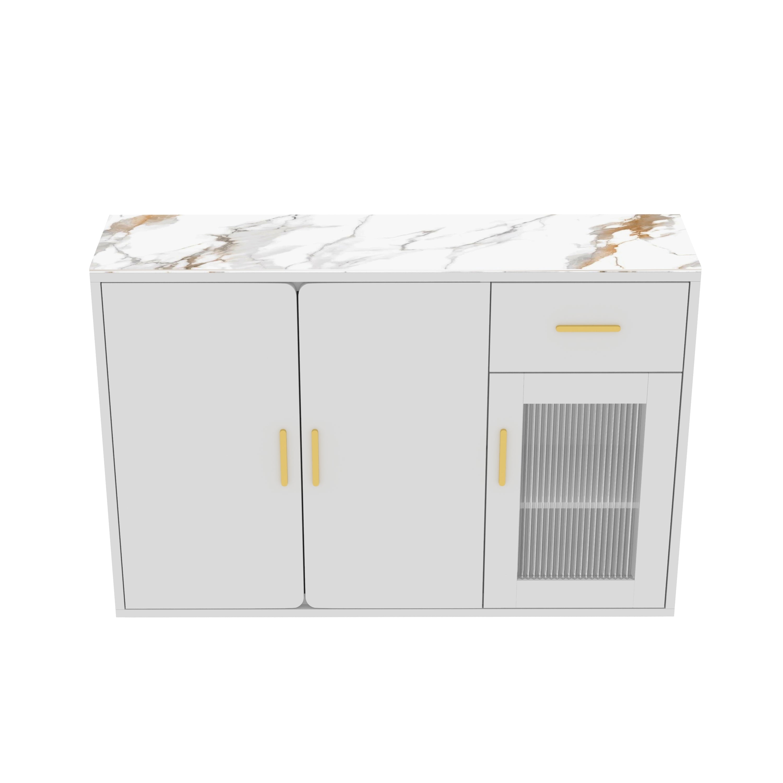 Modern White Buffet with Storage Doors & Drawer Sideboard for Kitchen