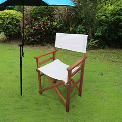 Folding Chair Wooden Director Chair Canvas Folding Chair  Folding Chair  2pcs/set   populus + Canvas (Color : White)