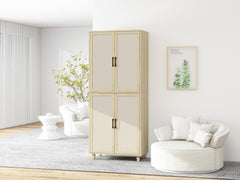 4 Door Cabinet, with 4 Adjustable Inner Shelves, Storage Cabinet