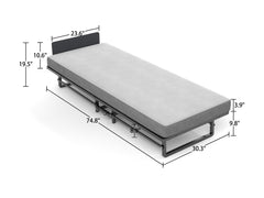 Metal Folding Bed Frame with Foam Mattress of Pockets, Easy Storage and Movable with 4 Castors