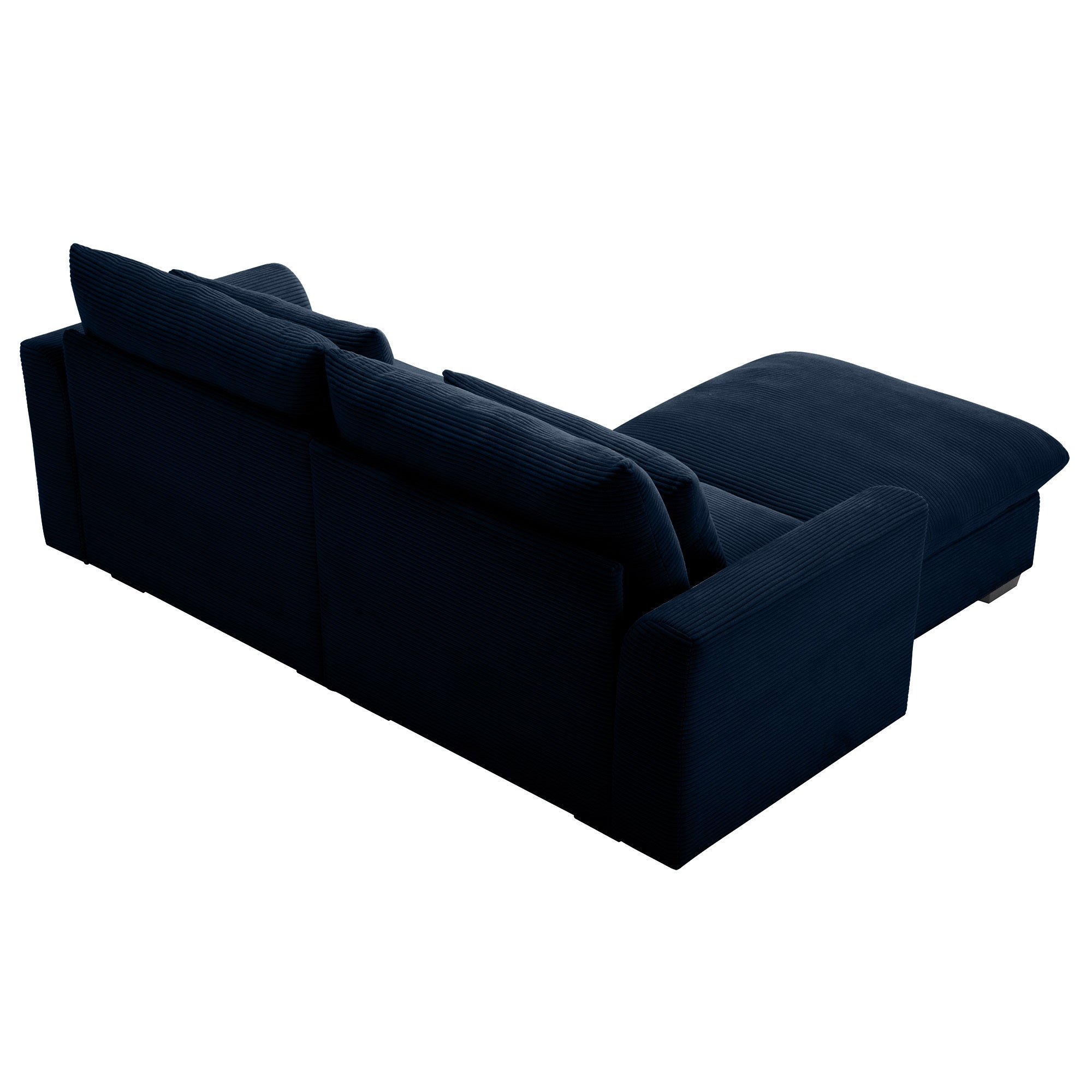 Sectional Sofa Comfy Corduroy Couch for Living Room with Pillows and Round Armrests, Modern Corduroy Sofa Sleeper Deep Couches with Storage Ottoman (Blue, 2-Seat)