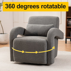 Cozy Dark Grey Teddy Fabric Armchair - Modern Sturdy Lounge Chair with Curved Arms and Thick Cushioning for Plush Comfort