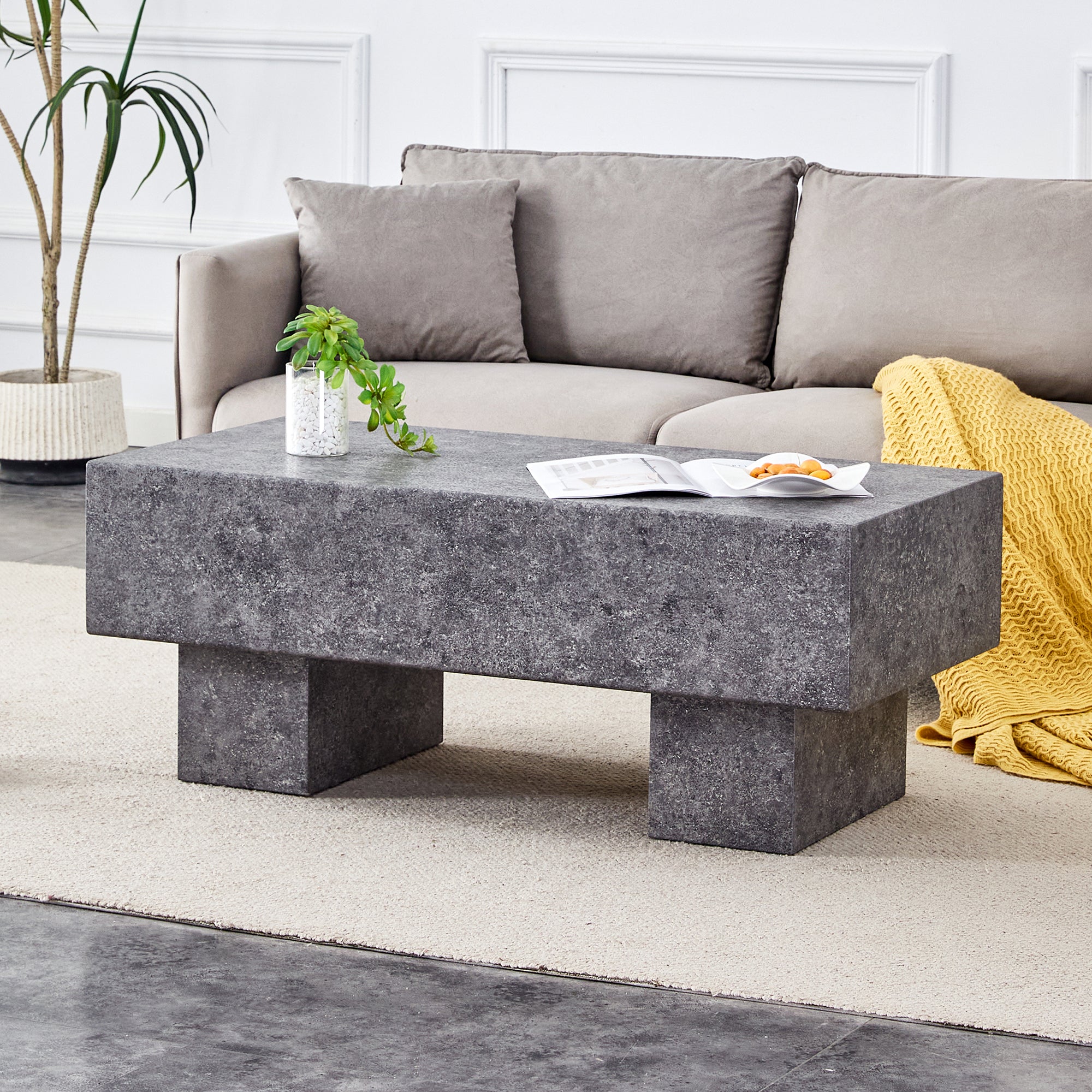 43.3" Rectangular Gray MDF Coffee Table - Practical for Living Rooms