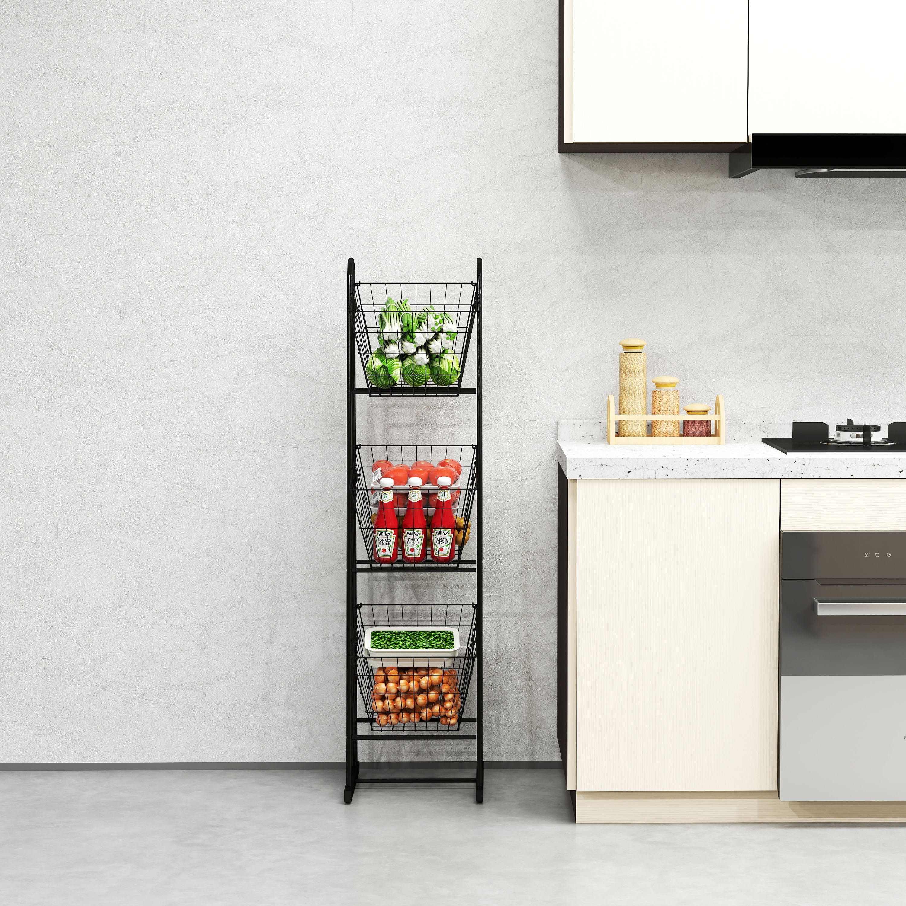 3-Tier Metal Wire Storage Basket, Kitchen Organizer