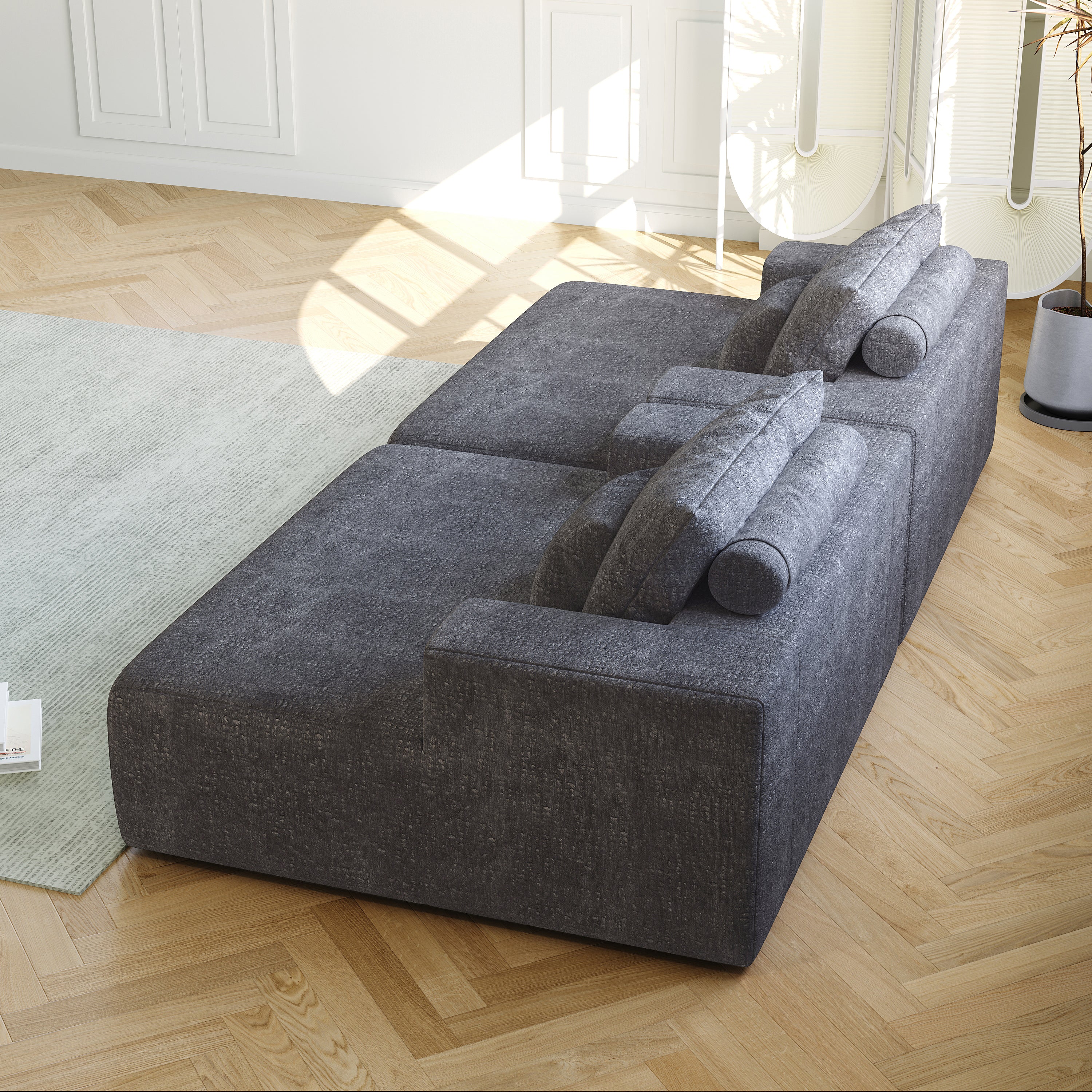 55-inch Chenille Sponge Sofa Lounge Chair,No Assembly Required,Fluffy Modern Sleeper Chair for Indoor Living Room Bedroom