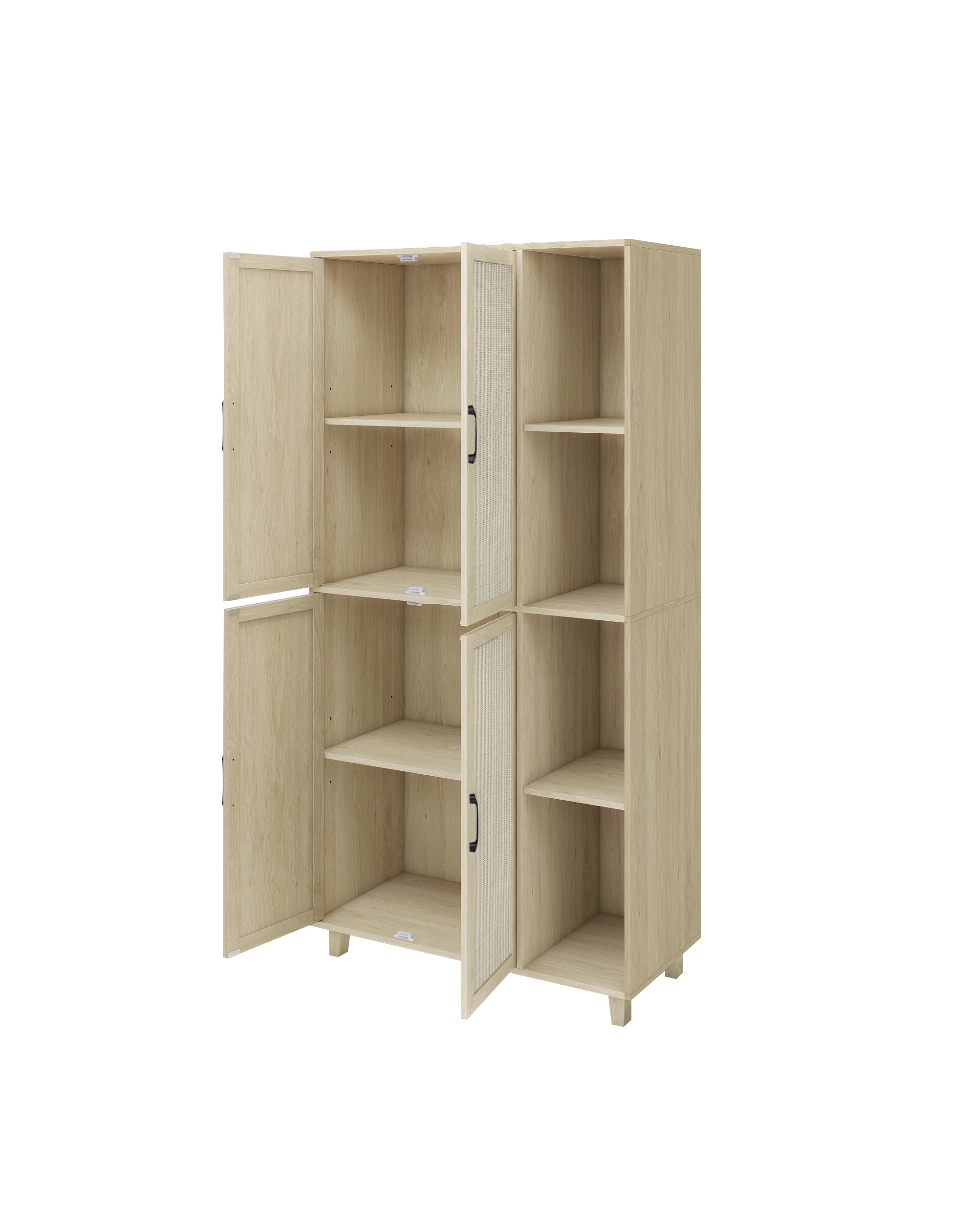 4 Door Cabinet with 4 Shelves with 4 Adjustable Inner Shelves, Storage Cabinet