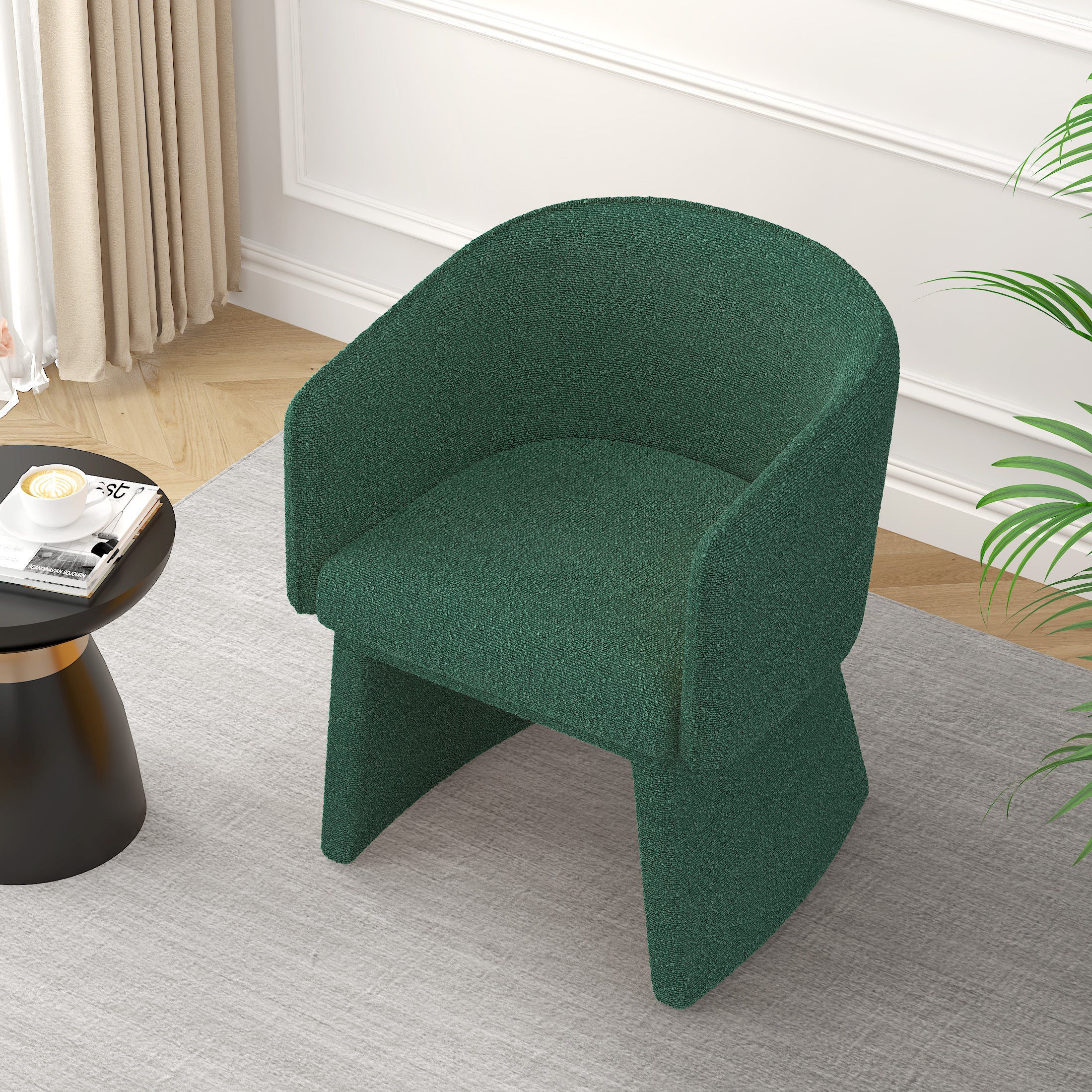 Modern style simple and elegant chair, green leisure chair, suitable for dining/bedroom/living room/reception desk (assembly required)-Green